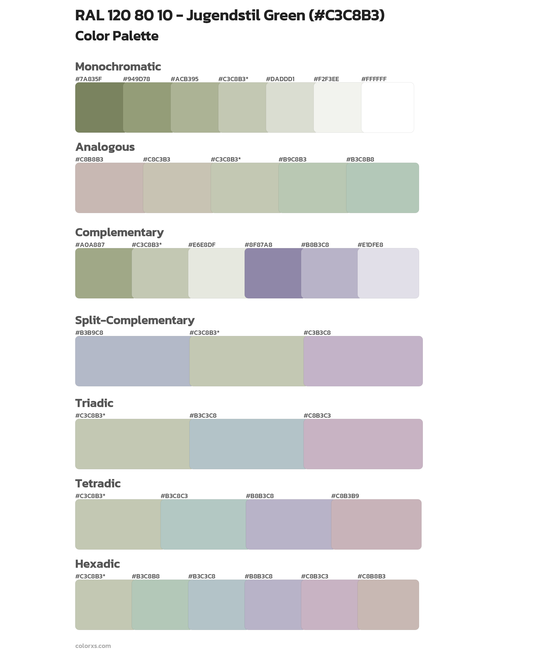 RAL 120 80 10 - Jugendstil Green Color Scheme Palettes