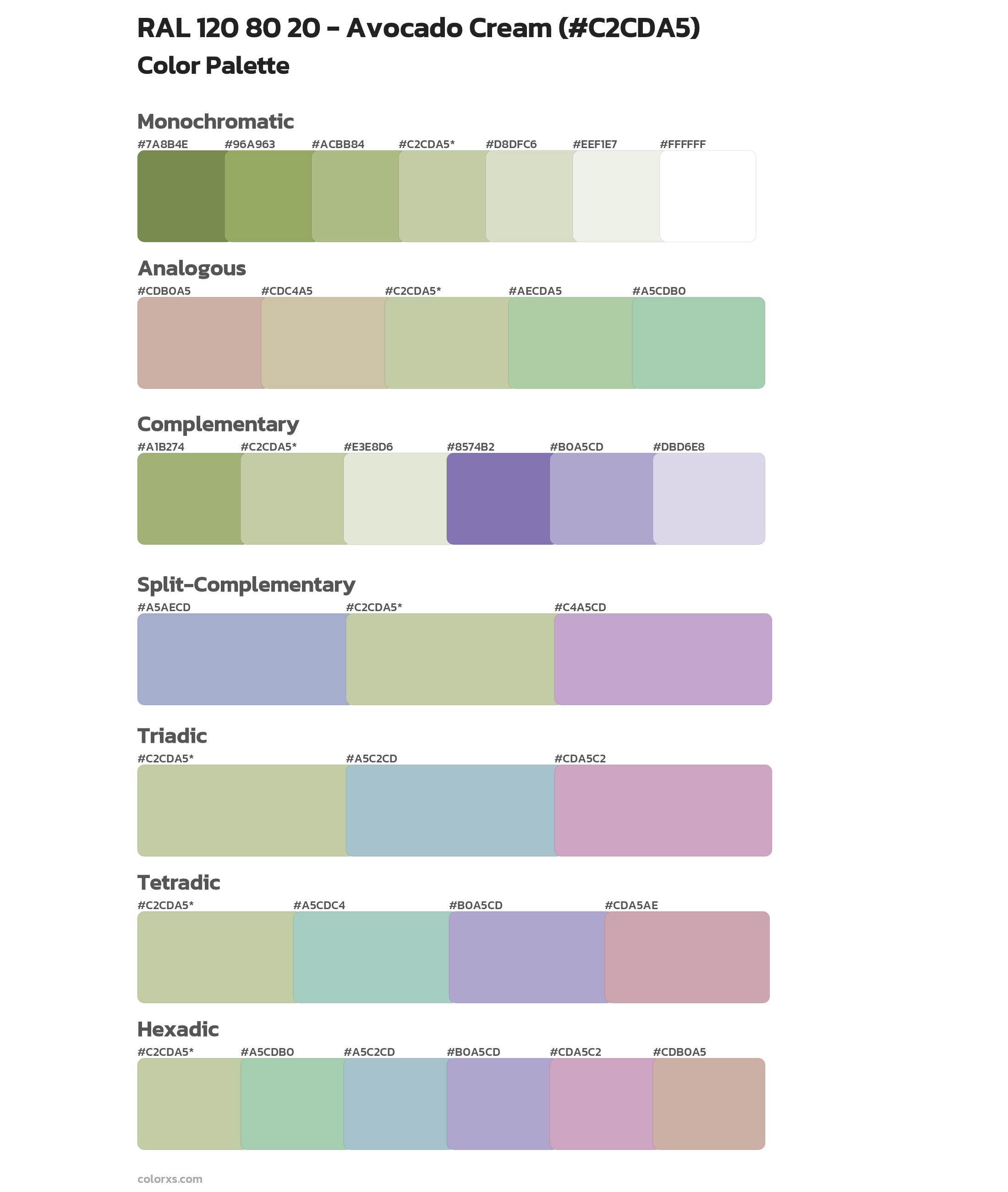 RAL 120 80 20 - Avocado Cream Color Scheme Palettes