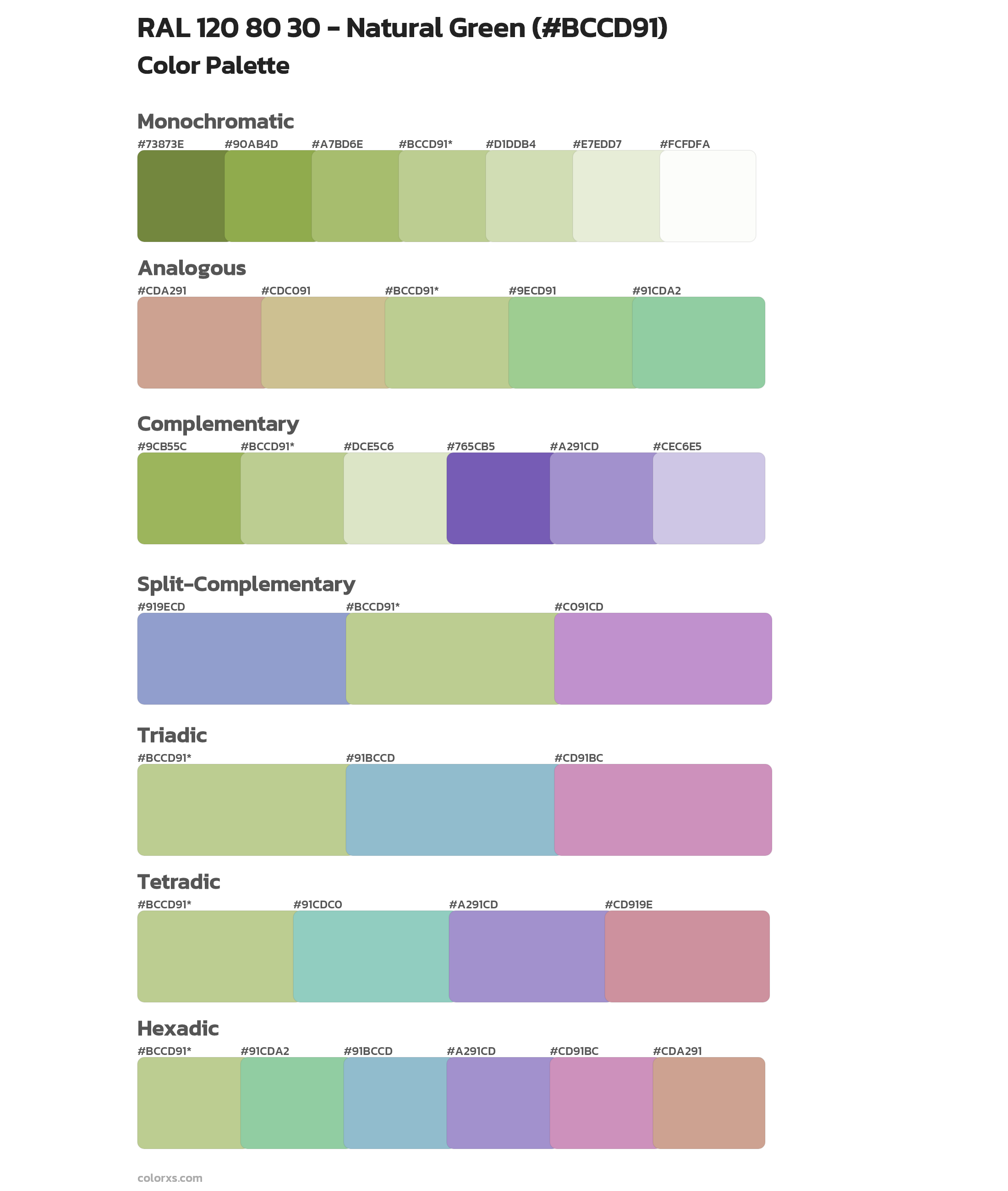 RAL 120 80 30 - Natural Green Color Scheme Palettes