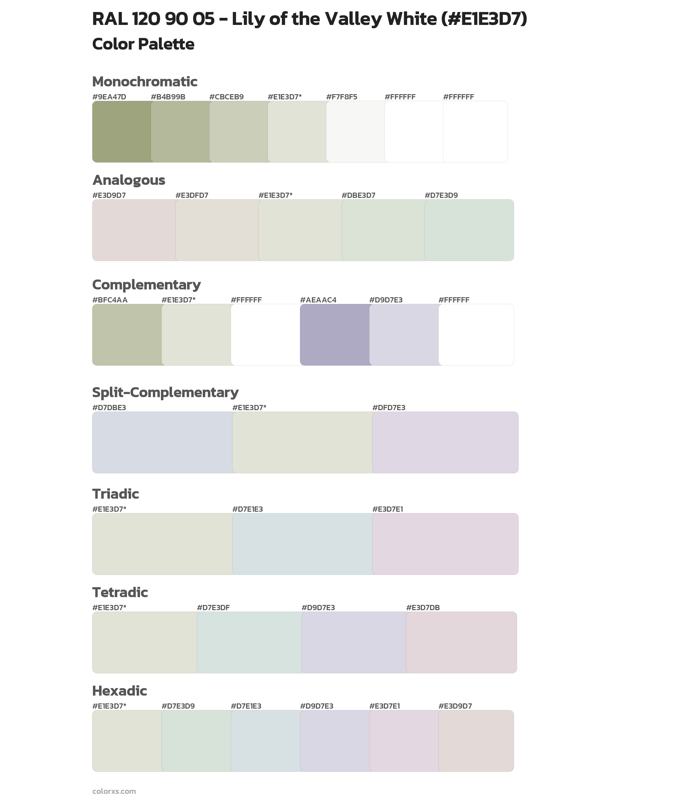 RAL 120 90 05 - Lily of the Valley White Color Scheme Palettes