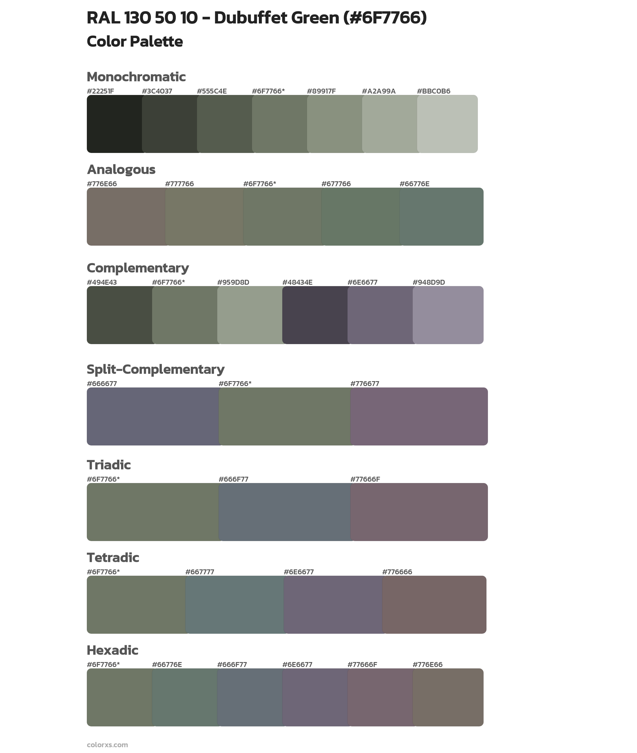 RAL 130 50 10 - Dubuffet Green Color Scheme Palettes