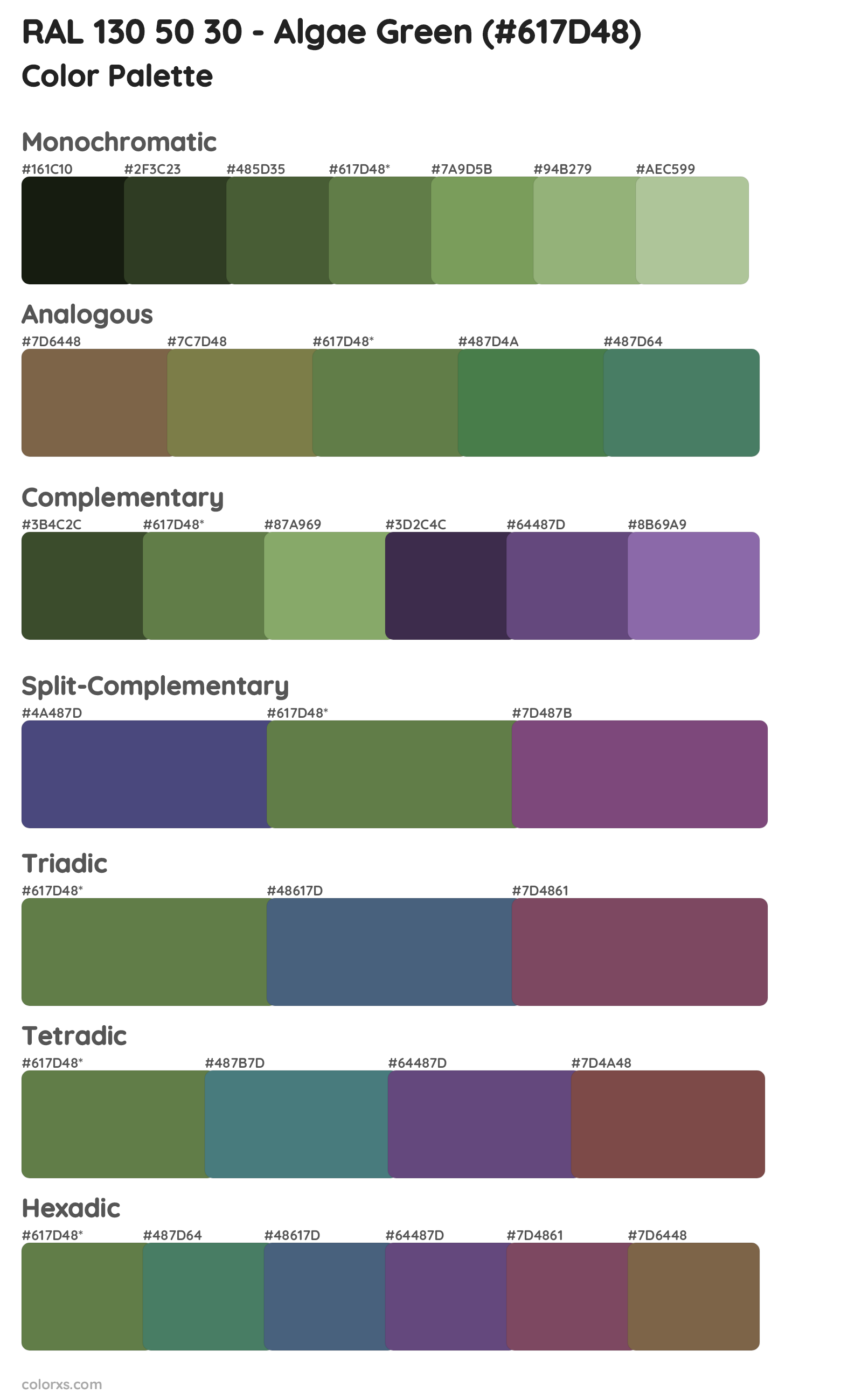 RAL 130 50 30 - Algae Green Color Scheme Palettes