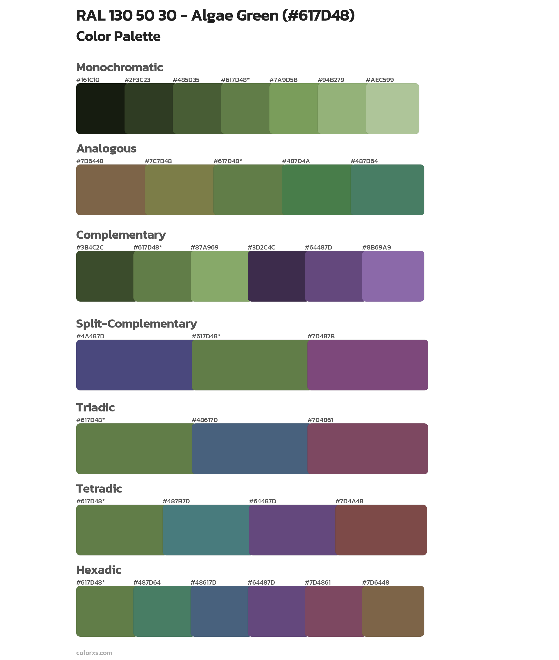 RAL 130 50 30 - Algae Green Color Scheme Palettes