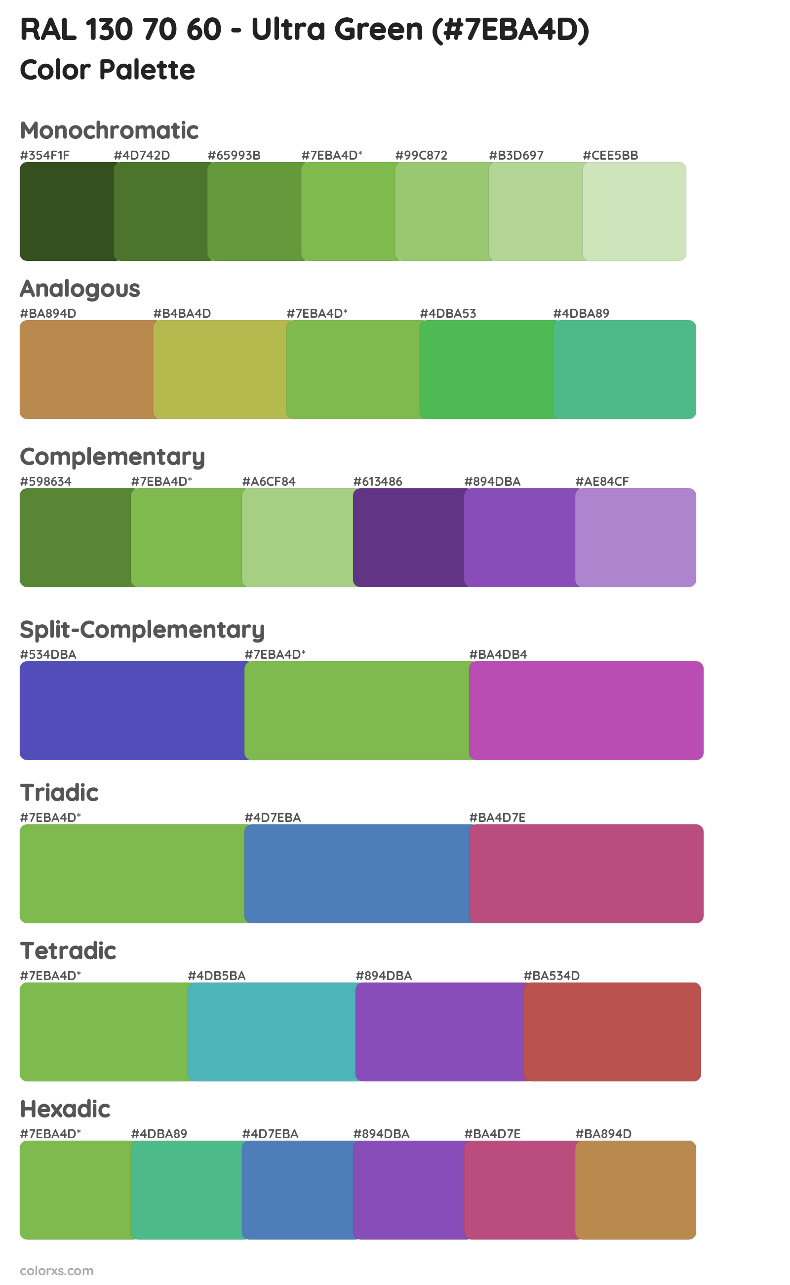 RAL 130 70 60 - Ultra Green Color Scheme Palettes