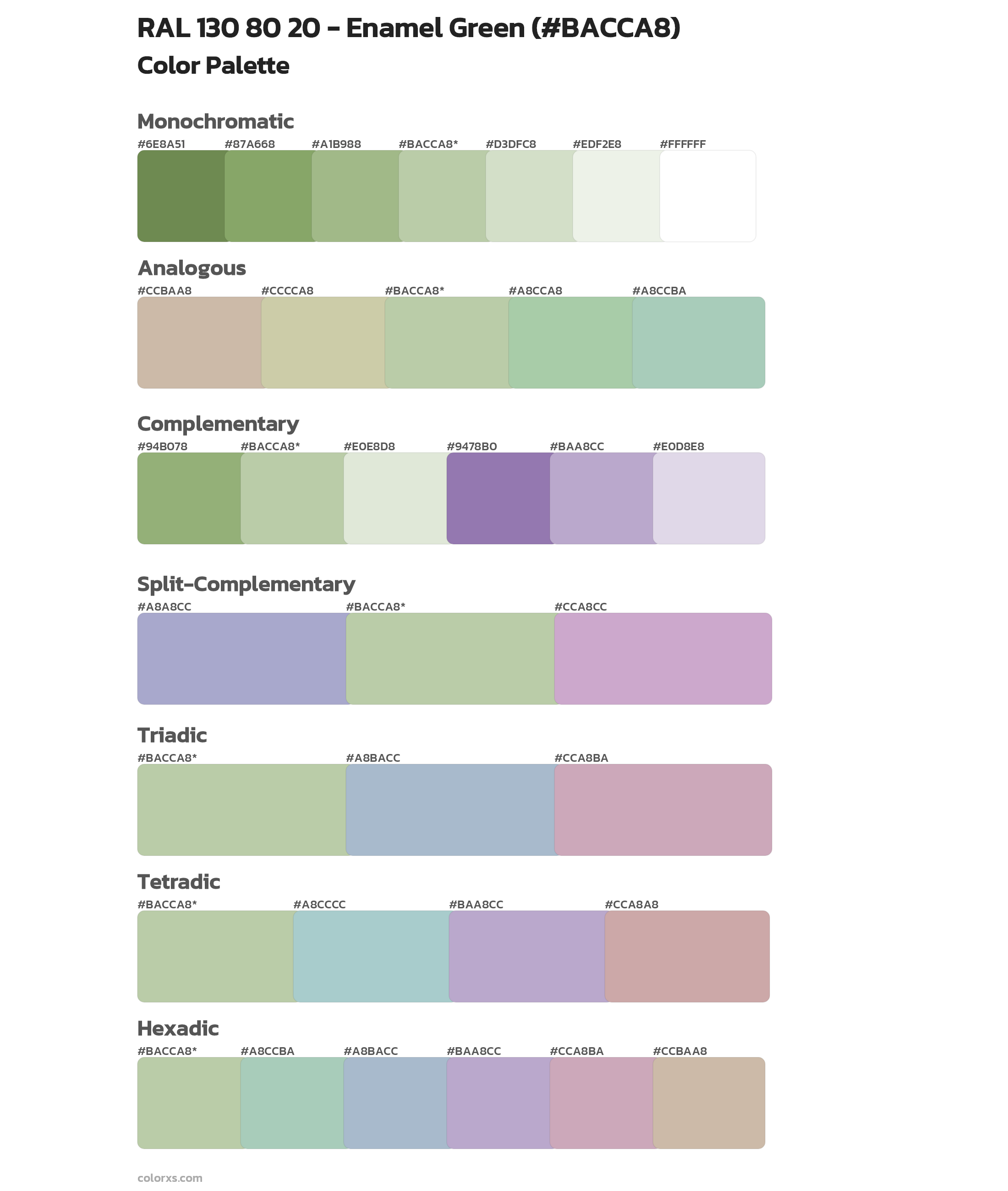 RAL 130 80 20 - Enamel Green Color Scheme Palettes