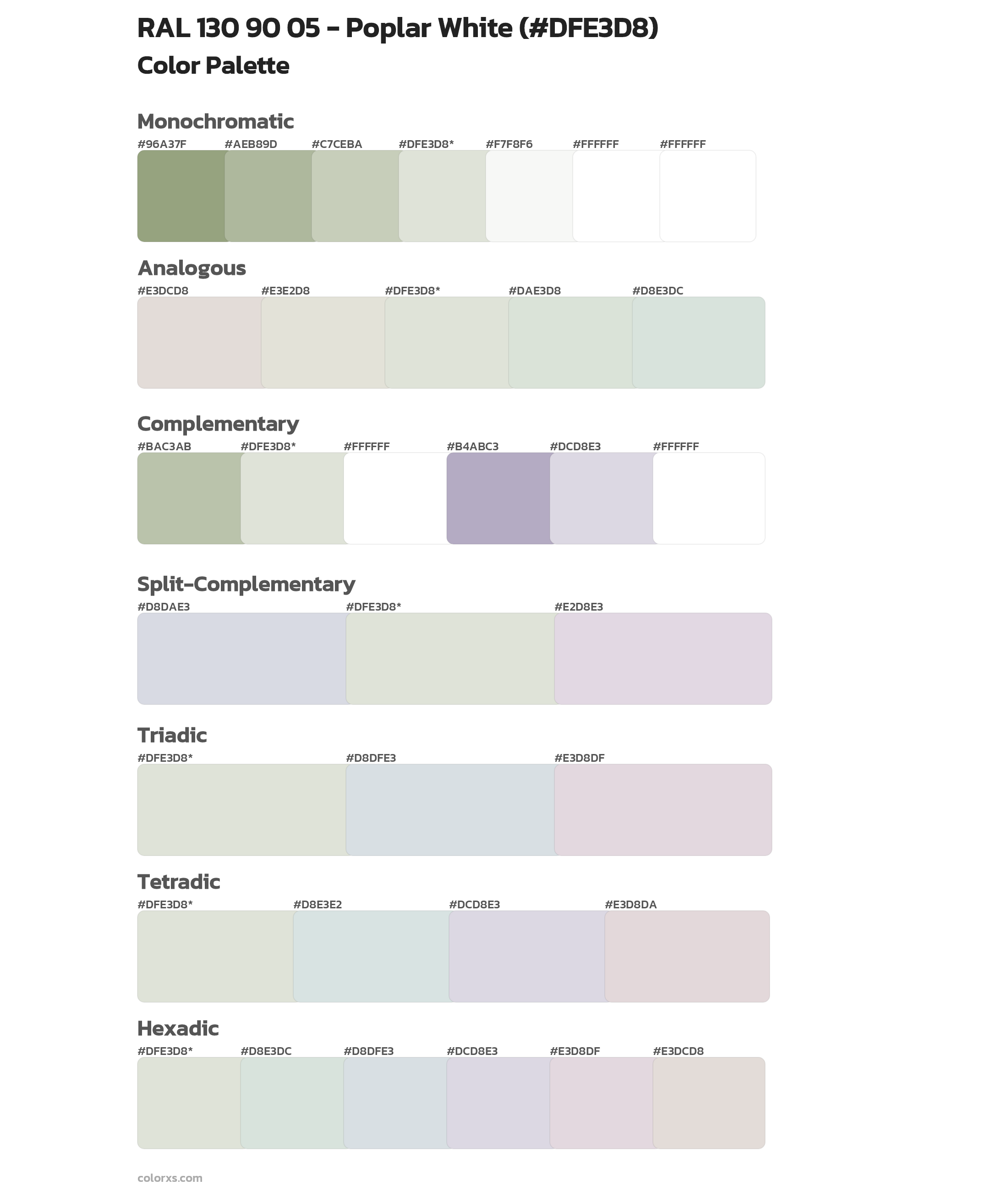 RAL 130 90 05 - Poplar White Color Scheme Palettes