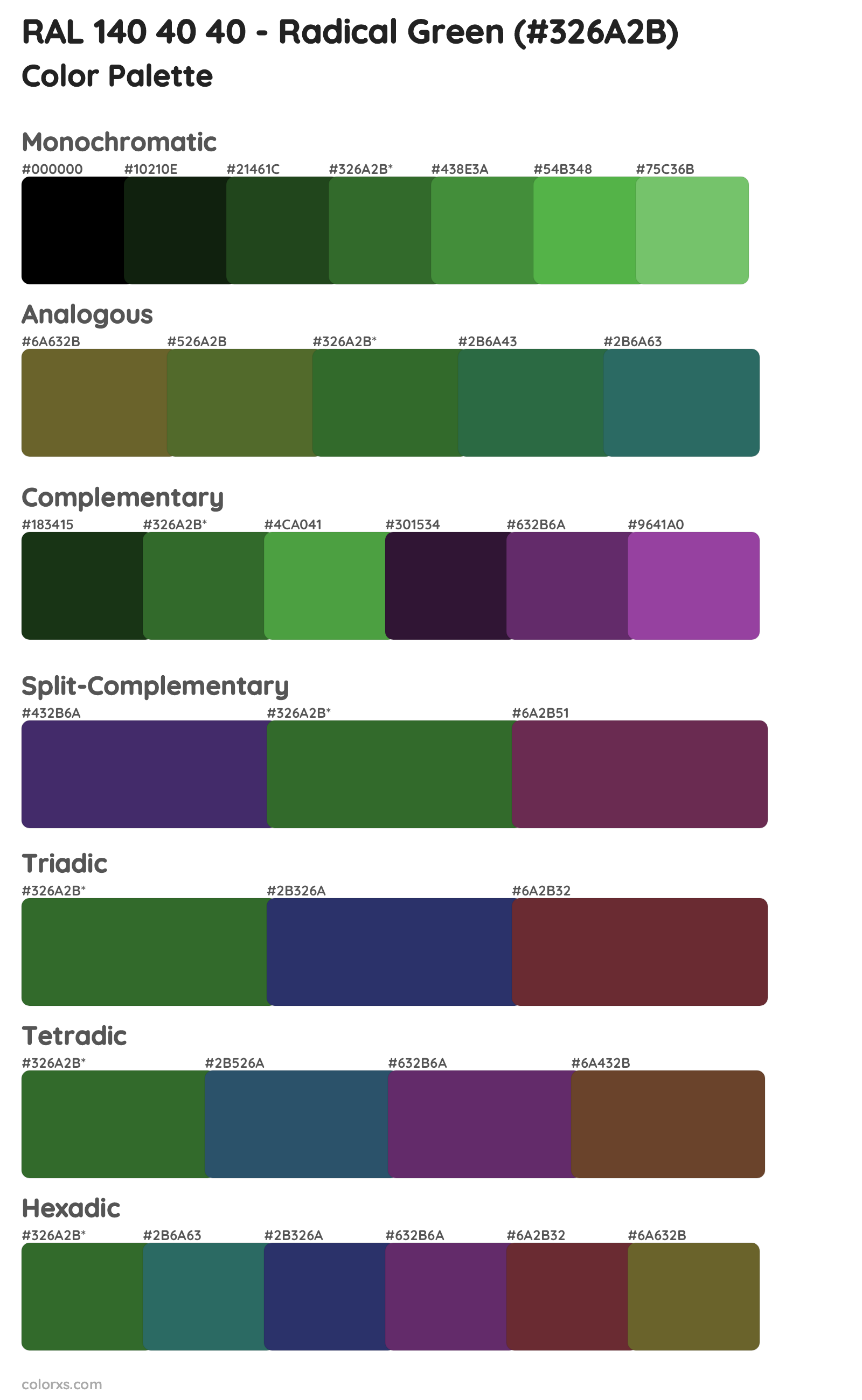 RAL 140 40 40 - Radical Green Color Scheme Palettes