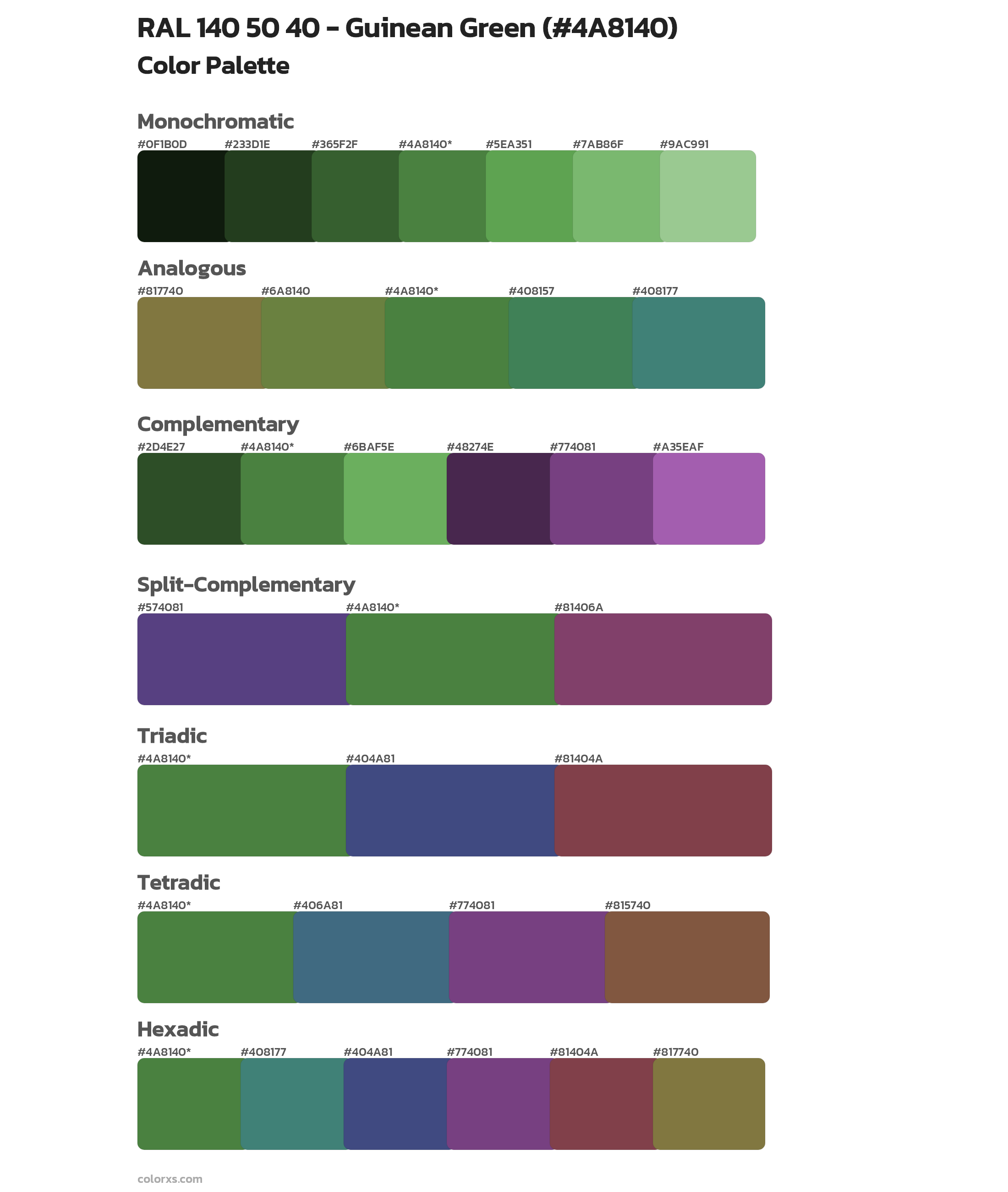 RAL 140 50 40 - Guinean Green Color Scheme Palettes