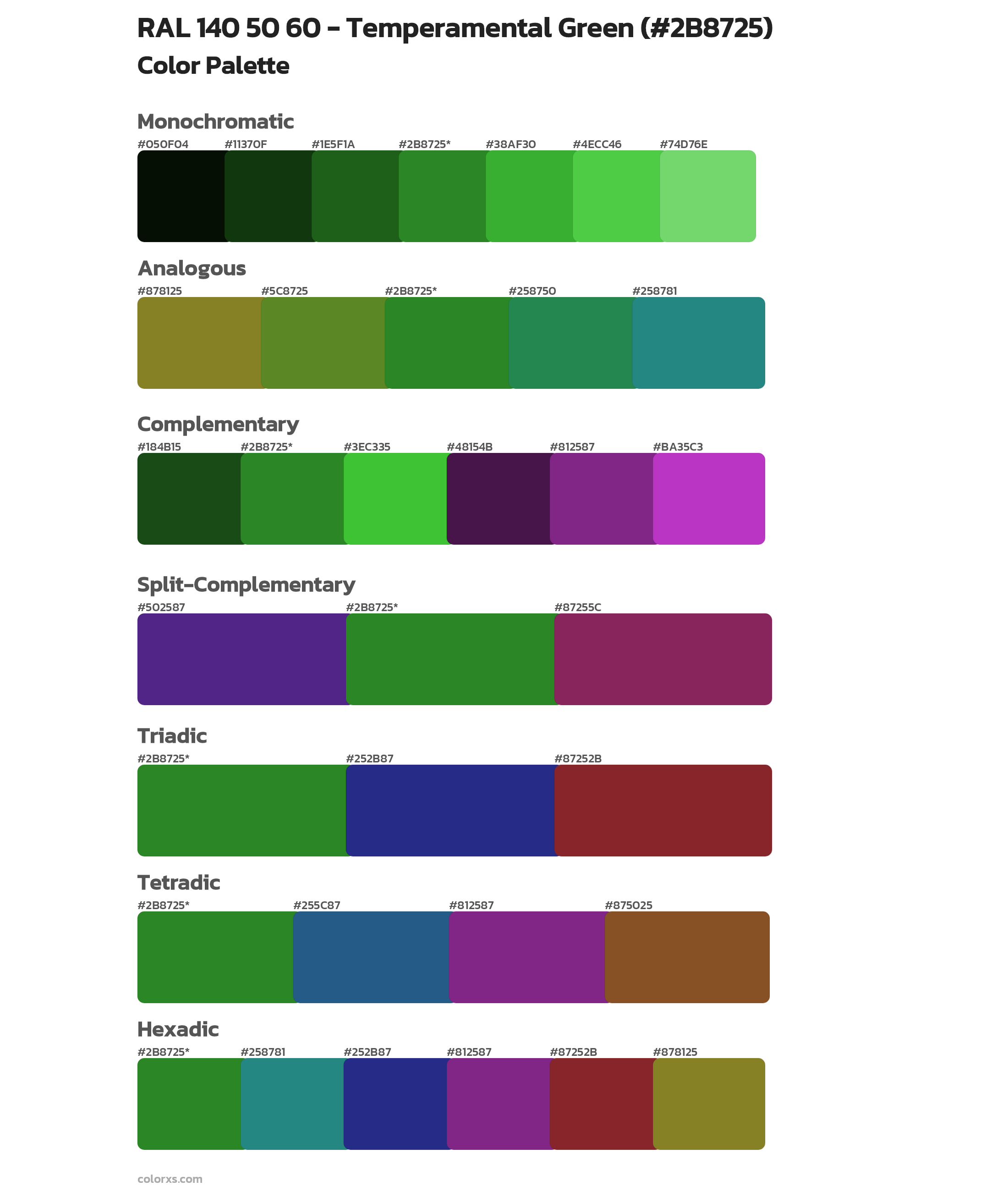 RAL 140 50 60 - Temperamental Green Color Scheme Palettes