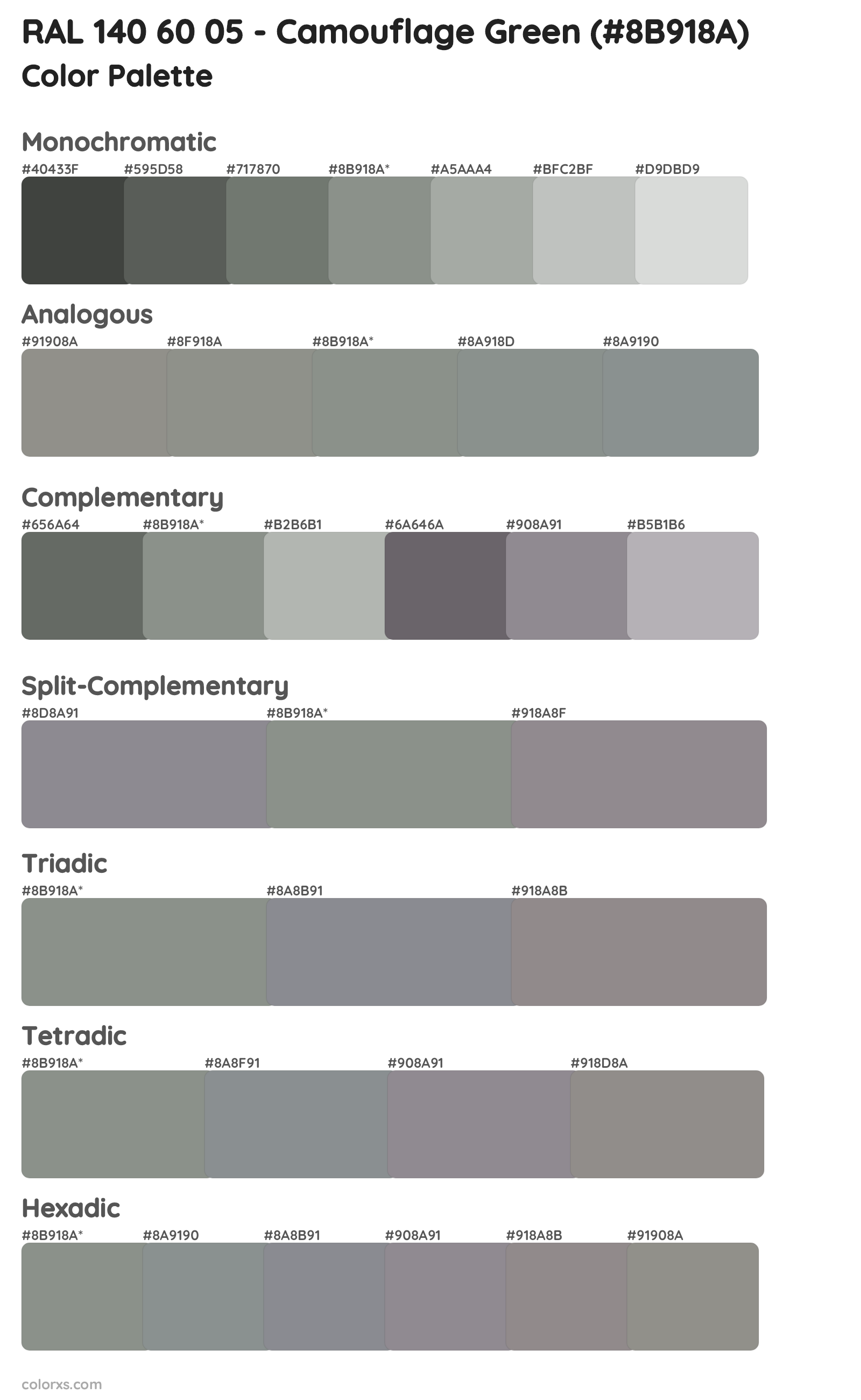 RAL 140 60 05 - Camouflage Green Color Scheme Palettes