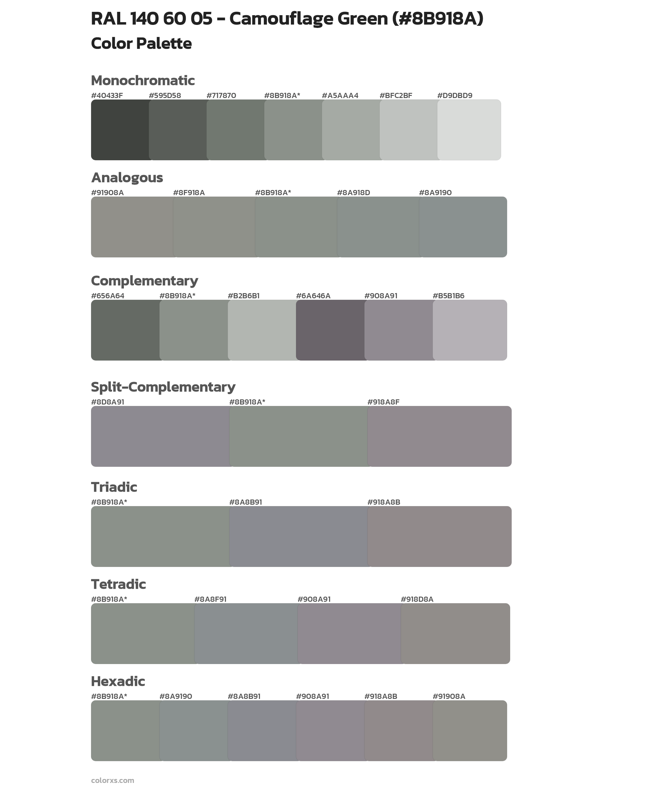 RAL 140 60 05 - Camouflage Green Color Scheme Palettes