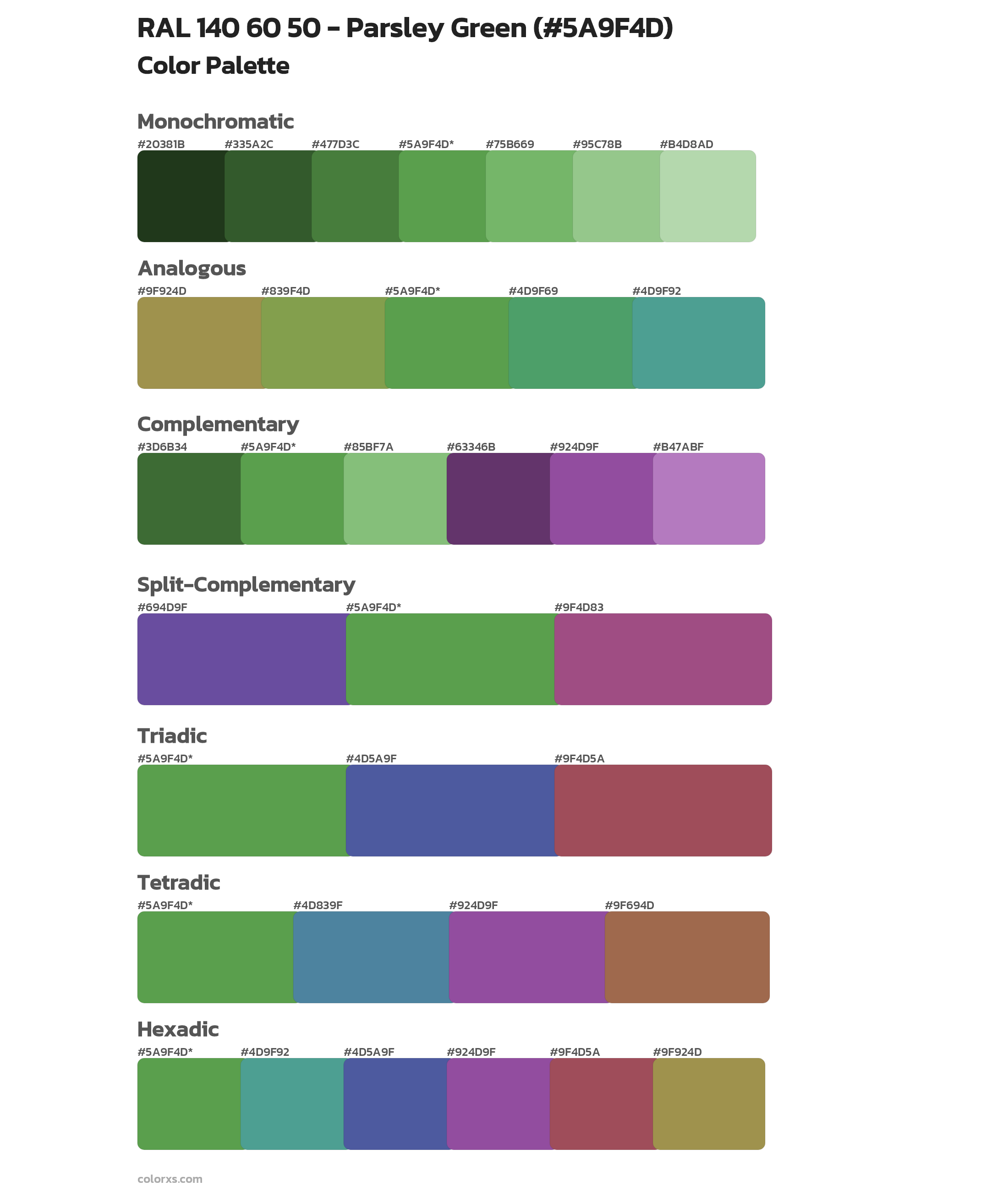 RAL 140 60 50 - Parsley Green Color Scheme Palettes
