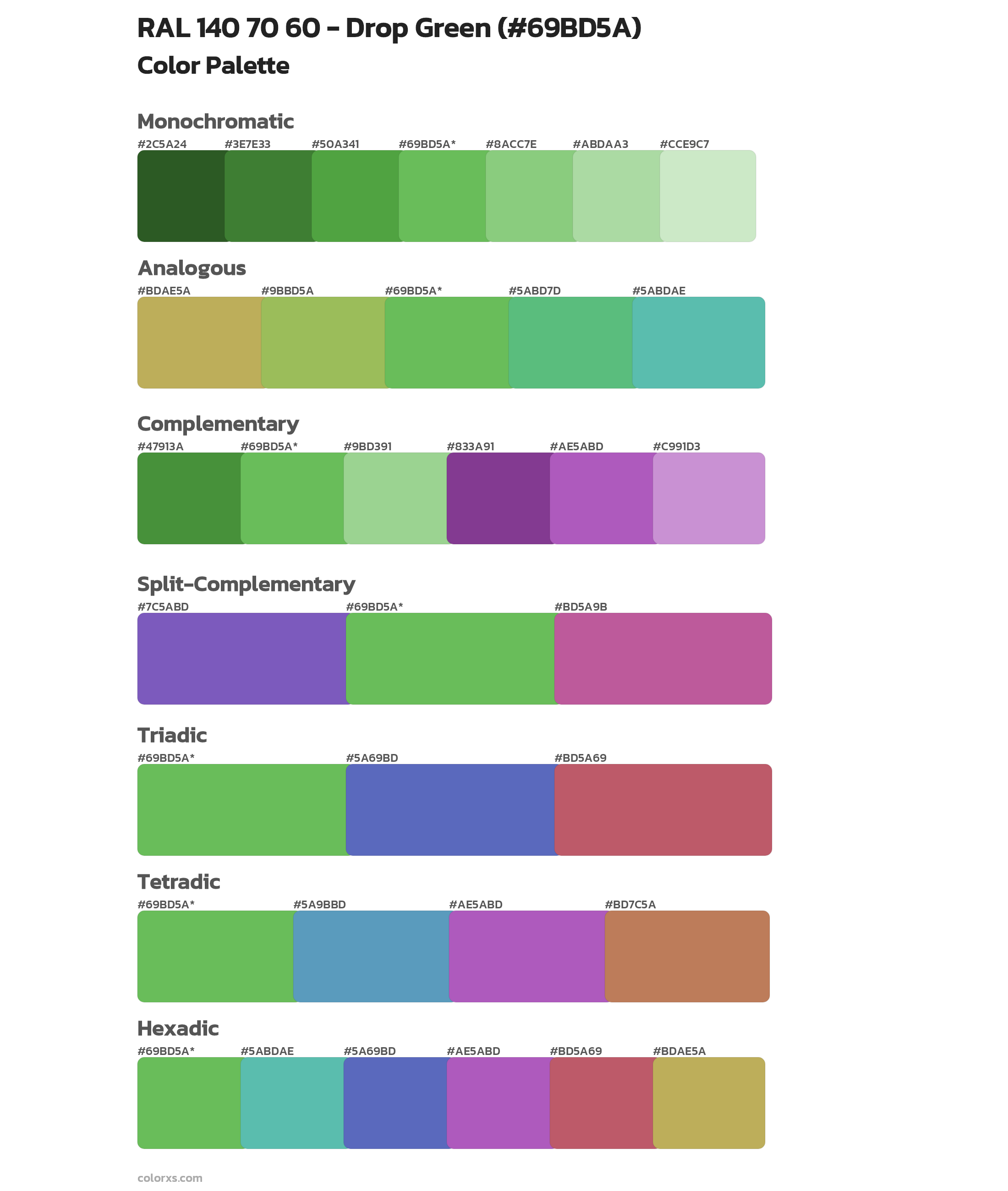 RAL 140 70 60 - Drop Green Color Scheme Palettes