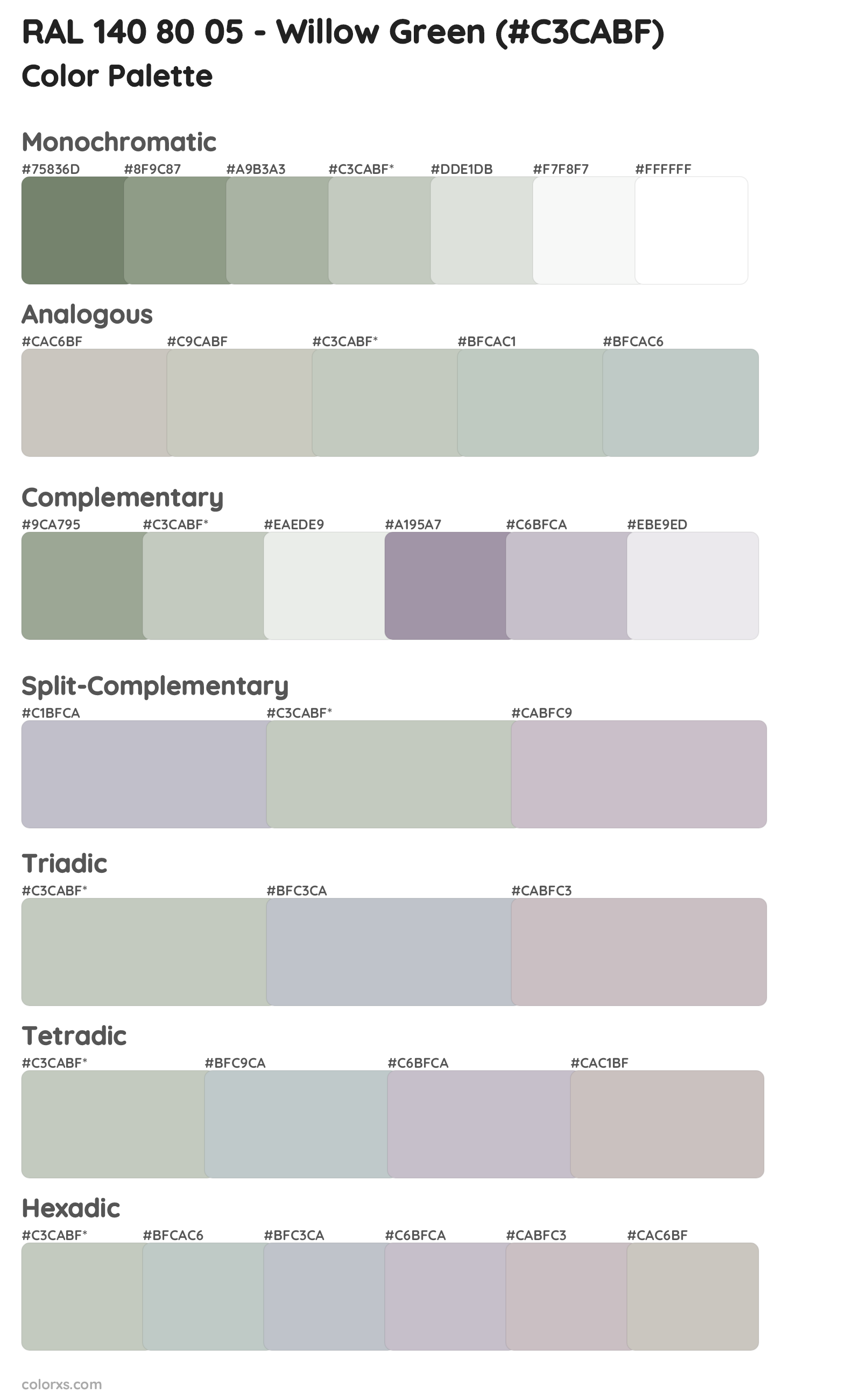 RAL 140 80 05 - Willow Green Color Scheme Palettes