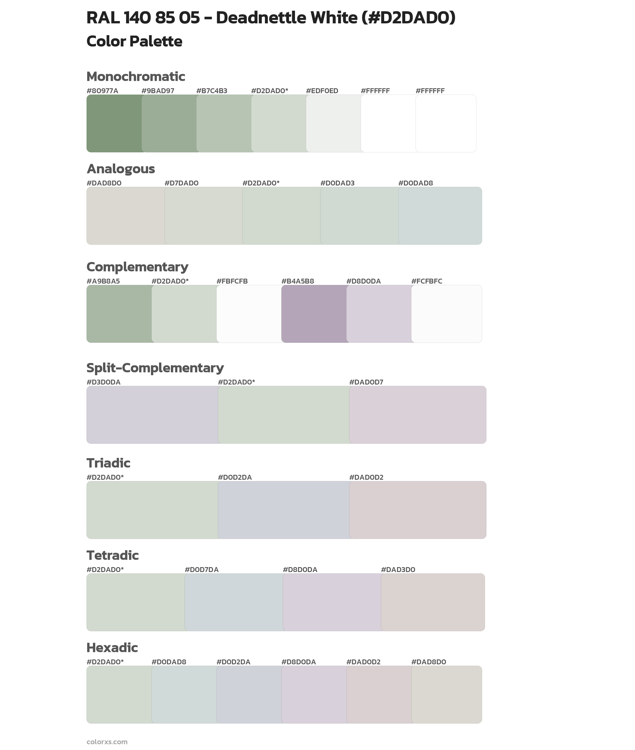 RAL 140 85 05 - Deadnettle White Color Scheme Palettes