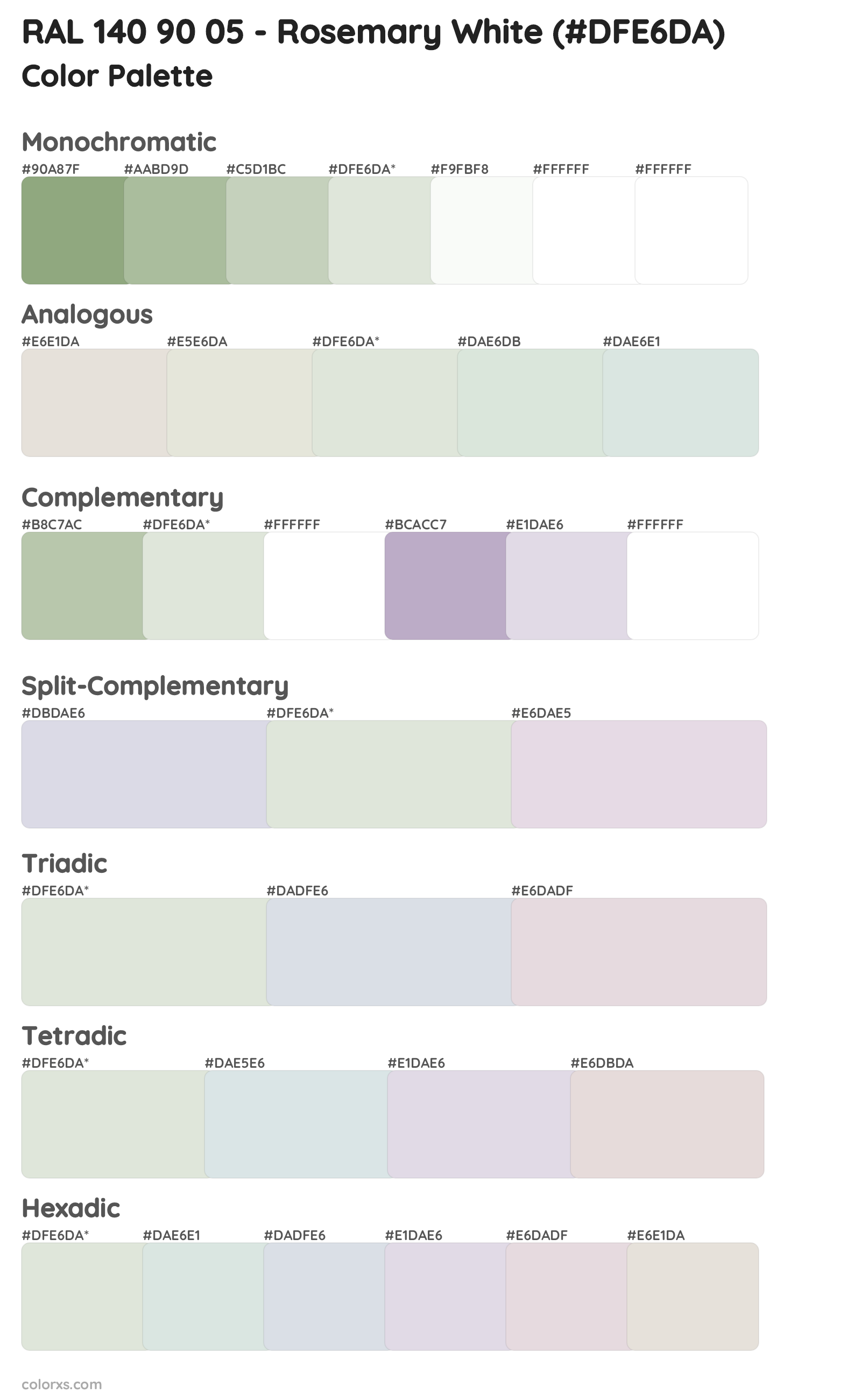 RAL 140 90 05 - Rosemary White Color Scheme Palettes