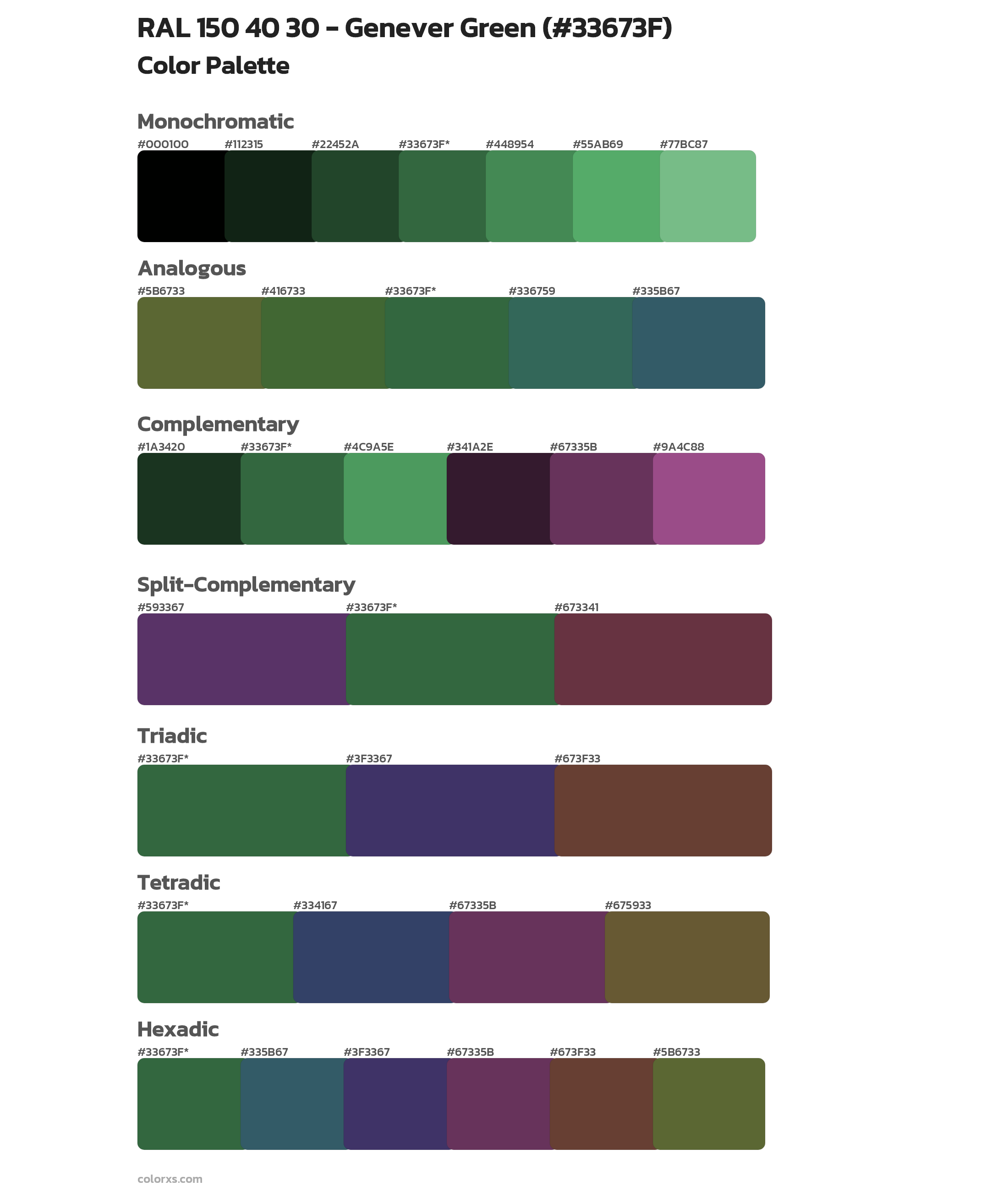 RAL 150 40 30 - Genever Green Color Scheme Palettes