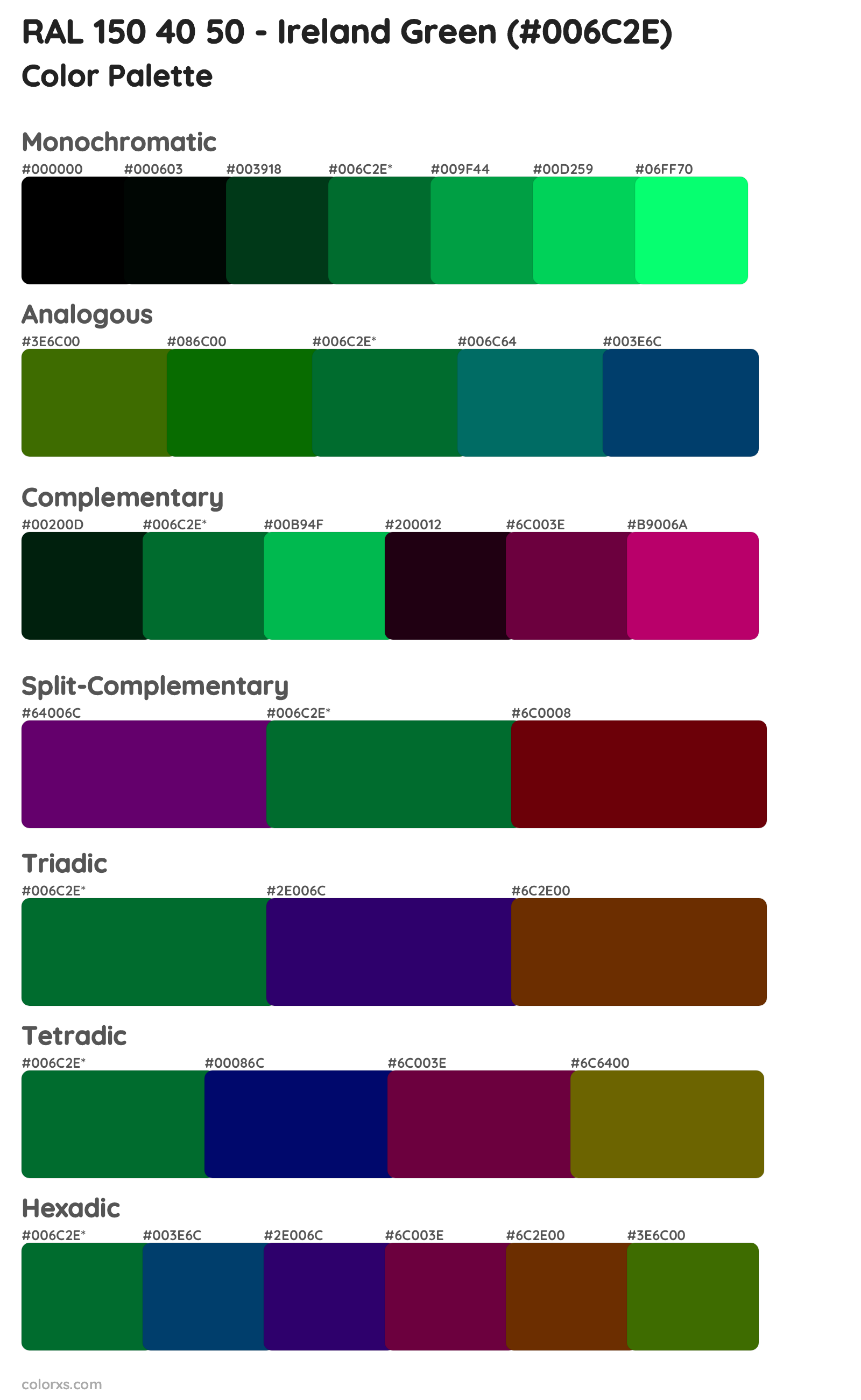 RAL 150 40 50 - Ireland Green Color Scheme Palettes