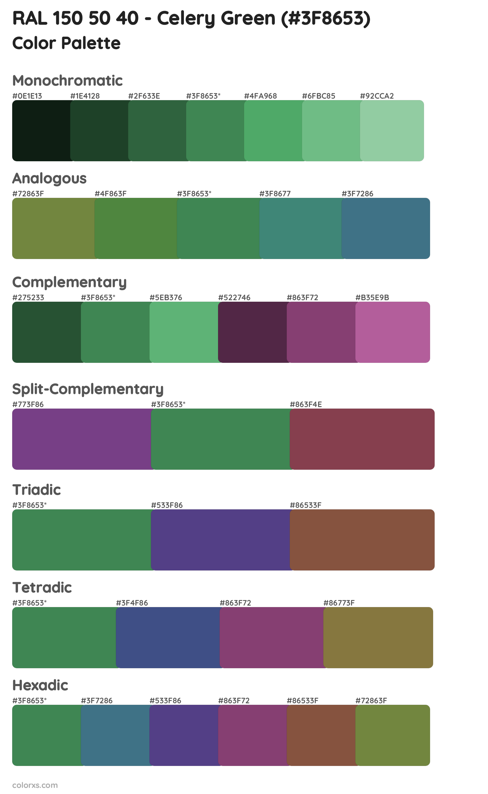 RAL 150 50 40 - Celery Green Color Scheme Palettes