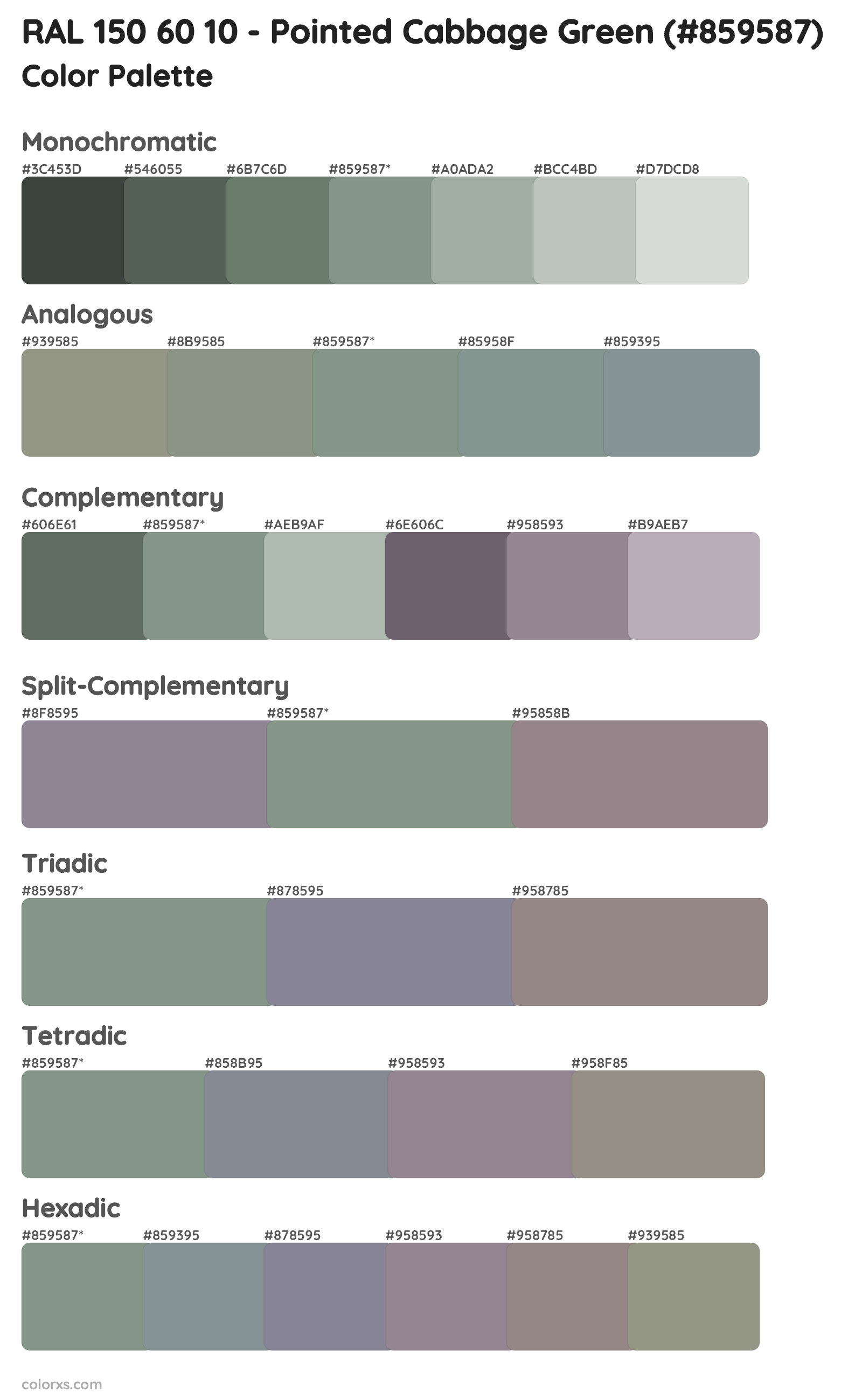 RAL 150 60 10 - Pointed Cabbage Green Color Scheme Palettes