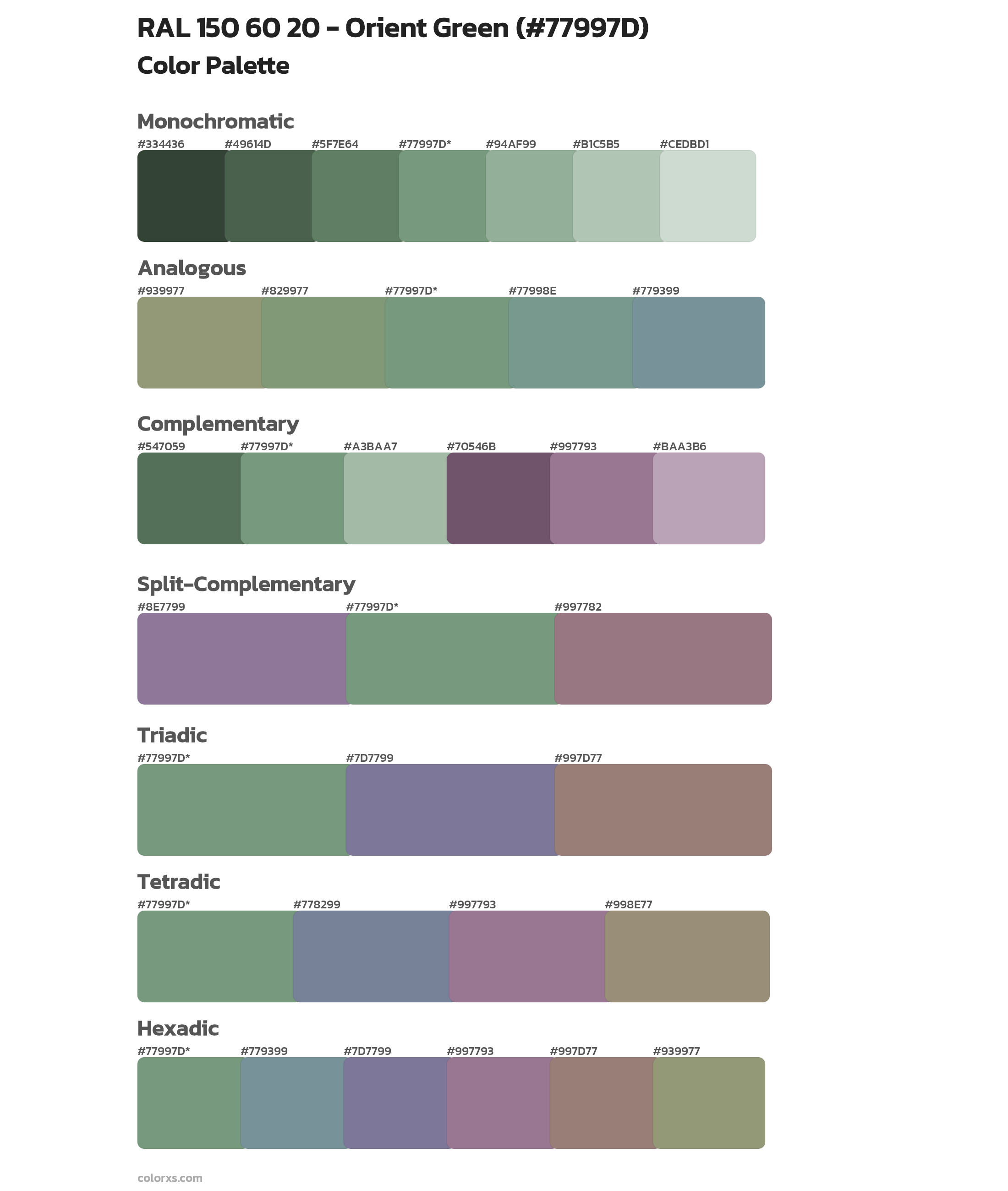 RAL 150 60 20 - Orient Green Color Scheme Palettes