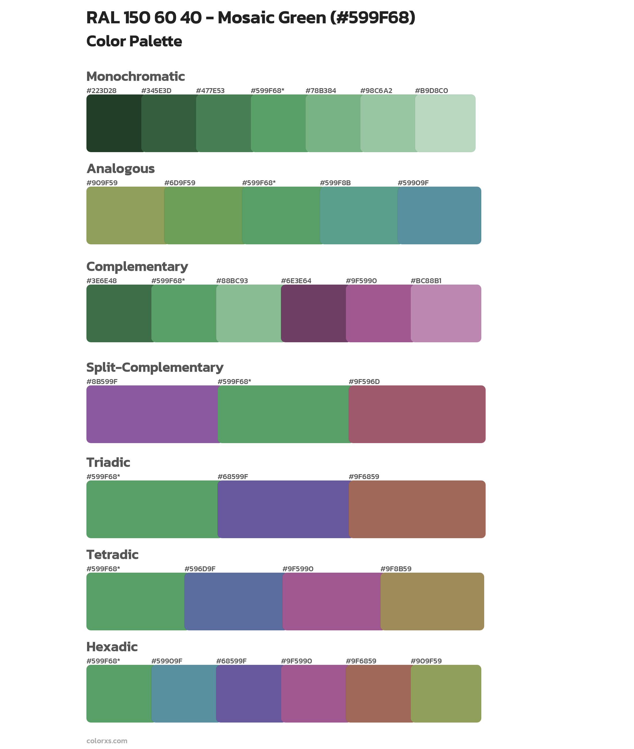 RAL 150 60 40 - Mosaic Green Color Scheme Palettes