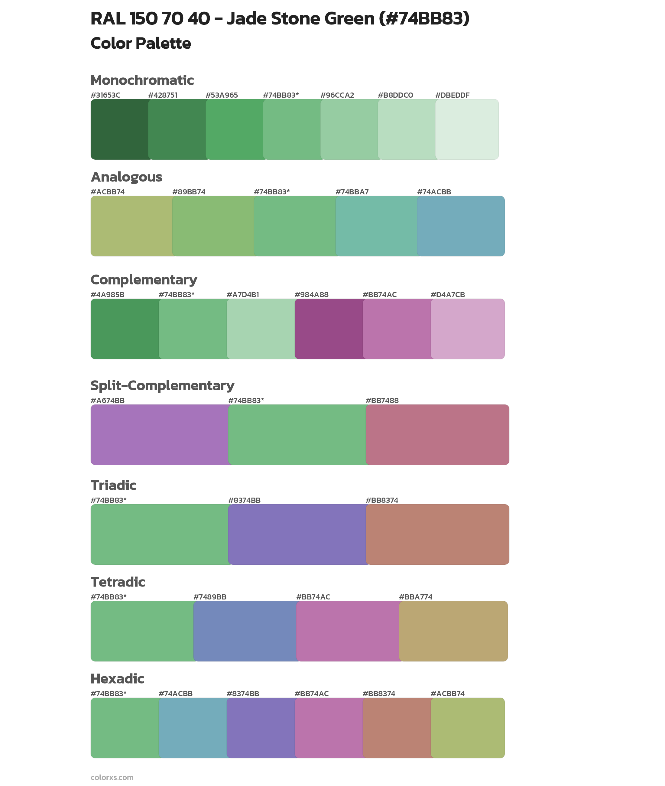 RAL 150 70 40 - Jade Stone Green Color Scheme Palettes