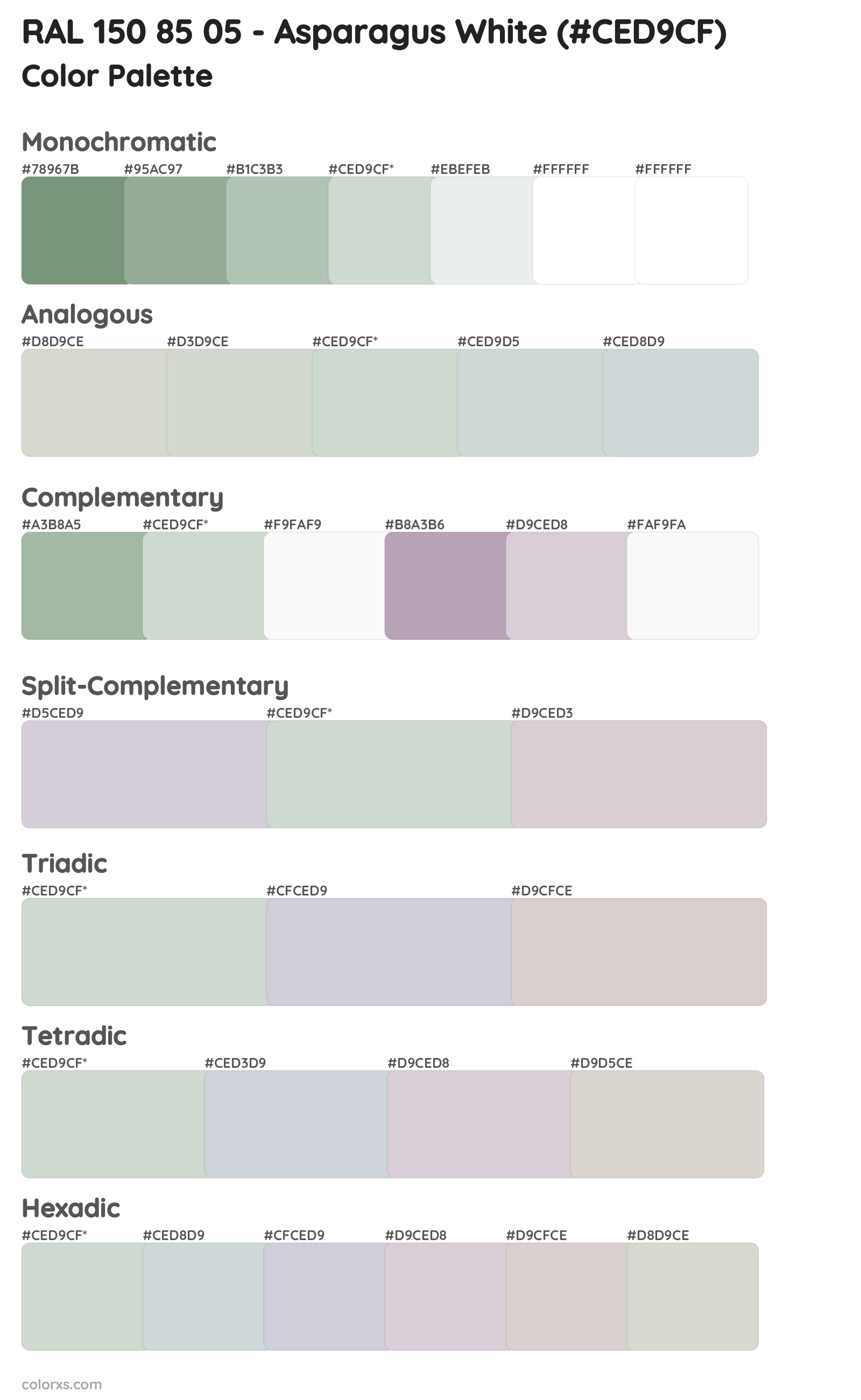 RAL 150 85 05 - Asparagus White Color Scheme Palettes