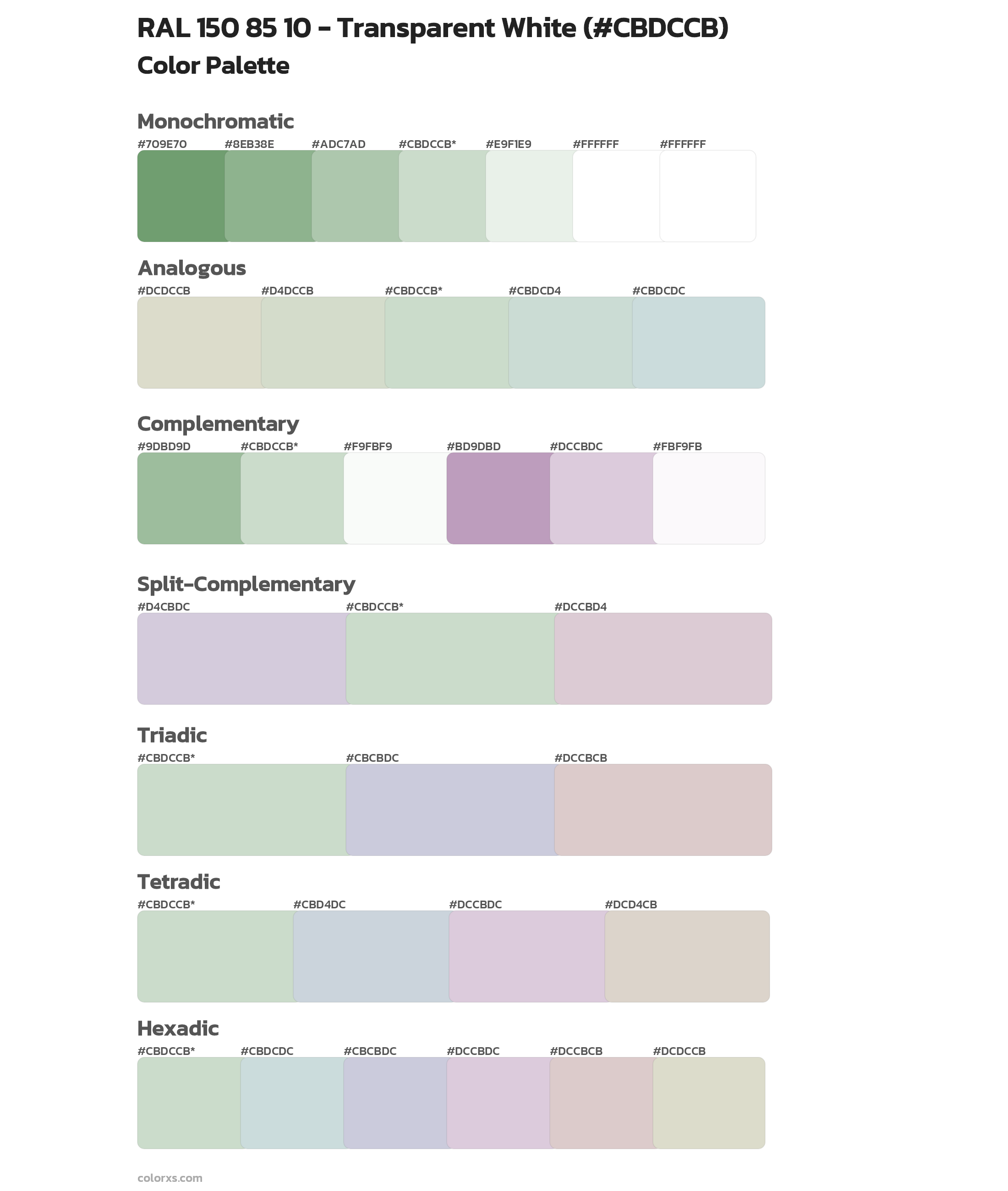 RAL 150 85 10 - Transparent White Color Scheme Palettes