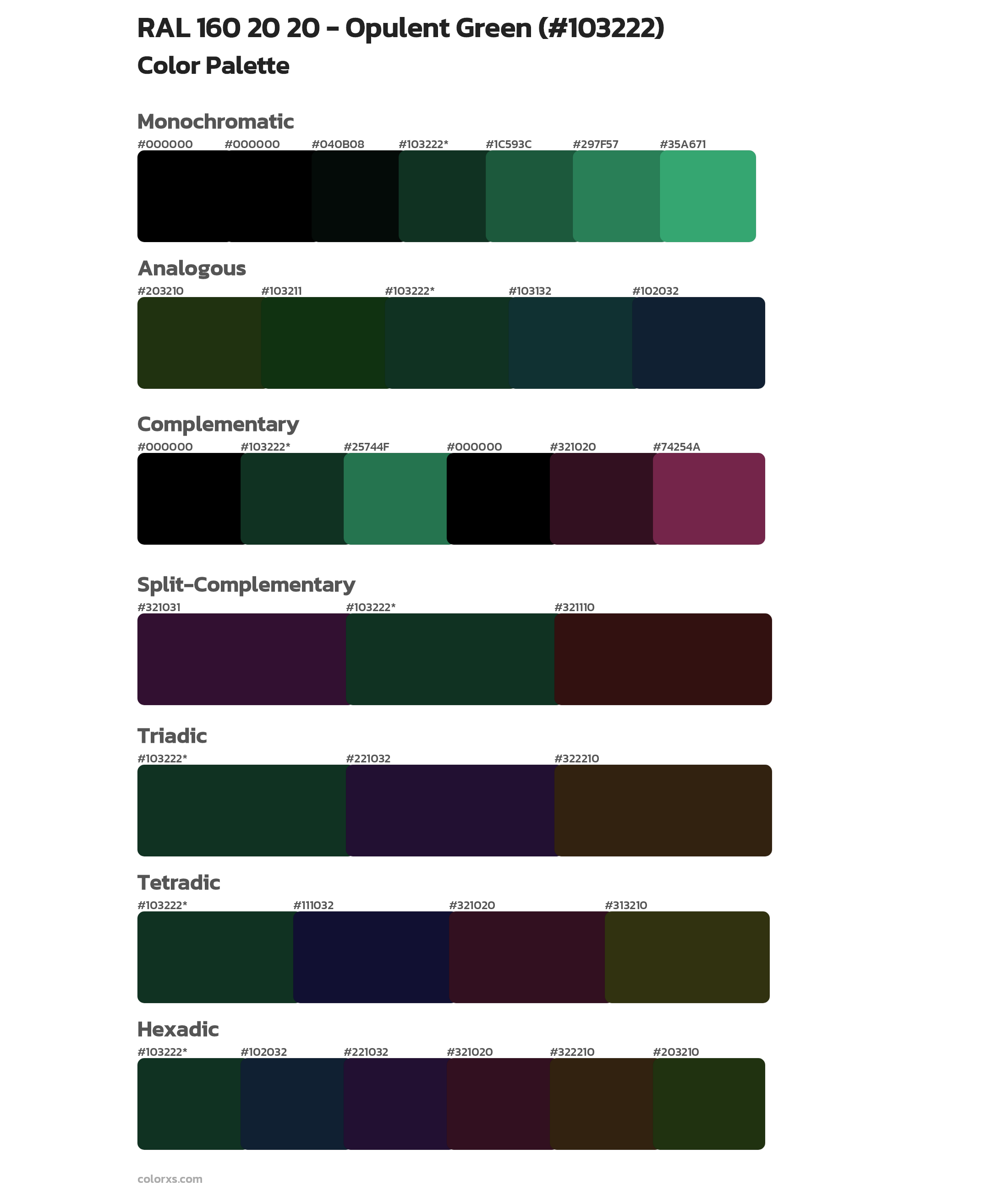RAL 160 20 20 - Opulent Green Color Scheme Palettes