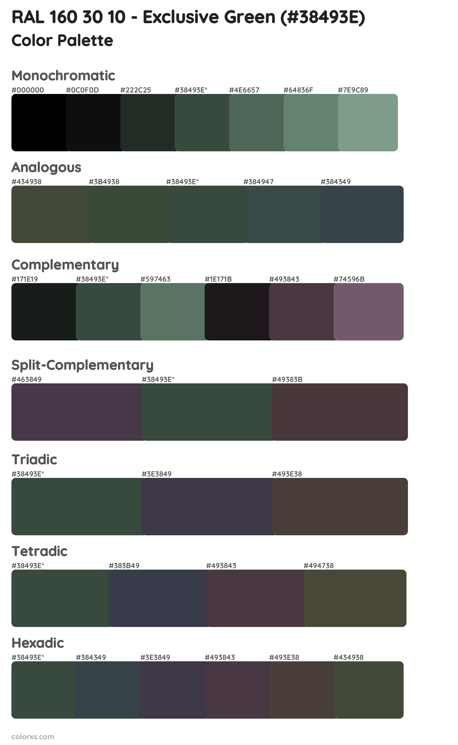 RAL 160 30 10 - Exclusive Green Color Scheme Palettes