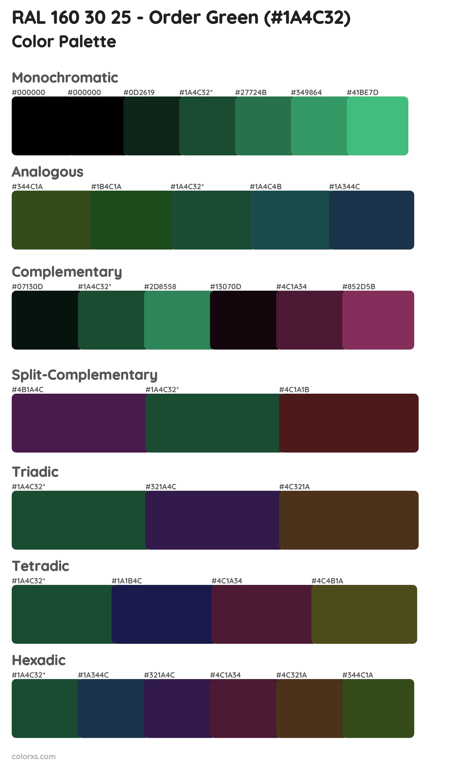 RAL 160 30 25 - Order Green Color Scheme Palettes