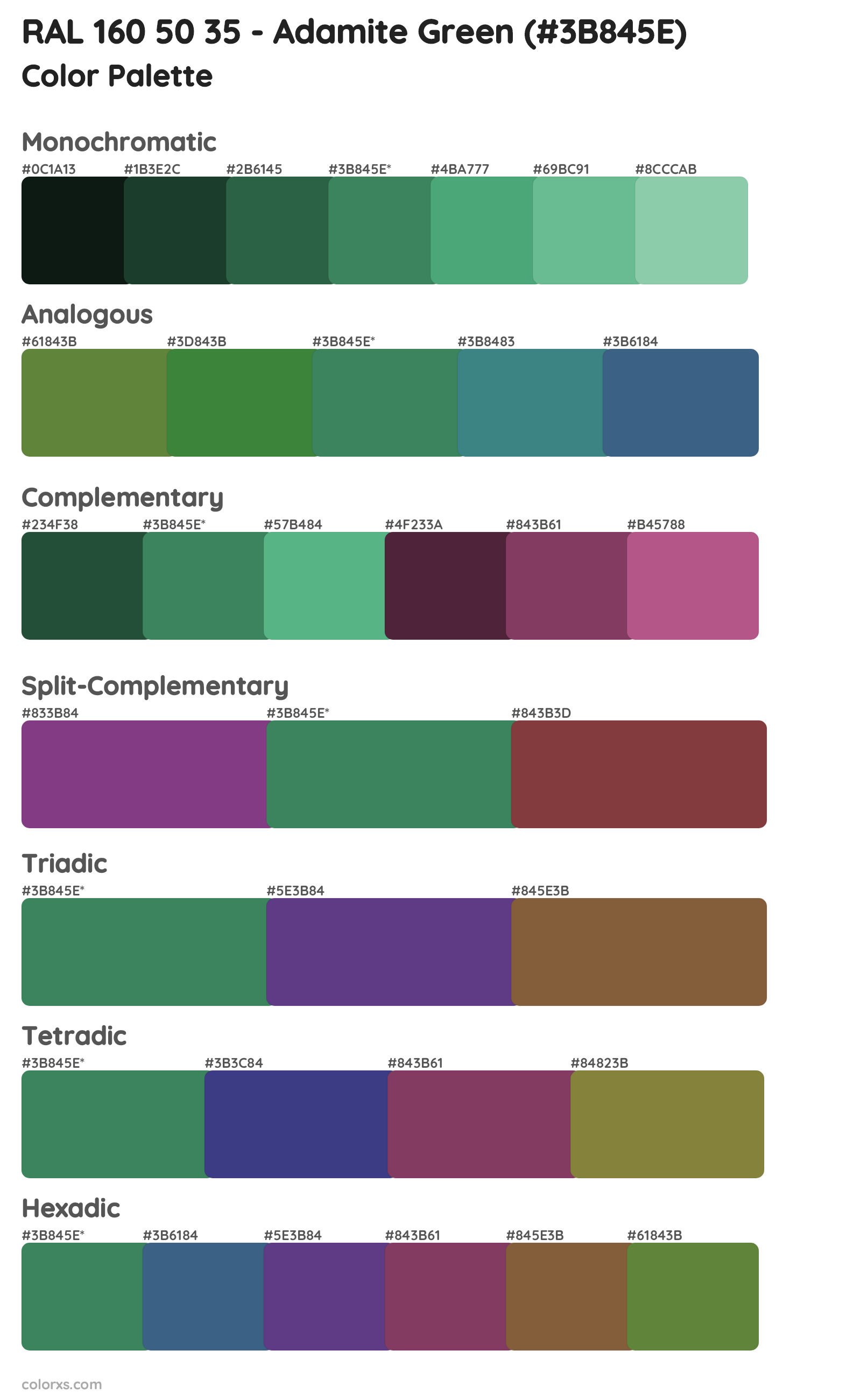RAL 160 50 35 - Adamite Green Color Scheme Palettes