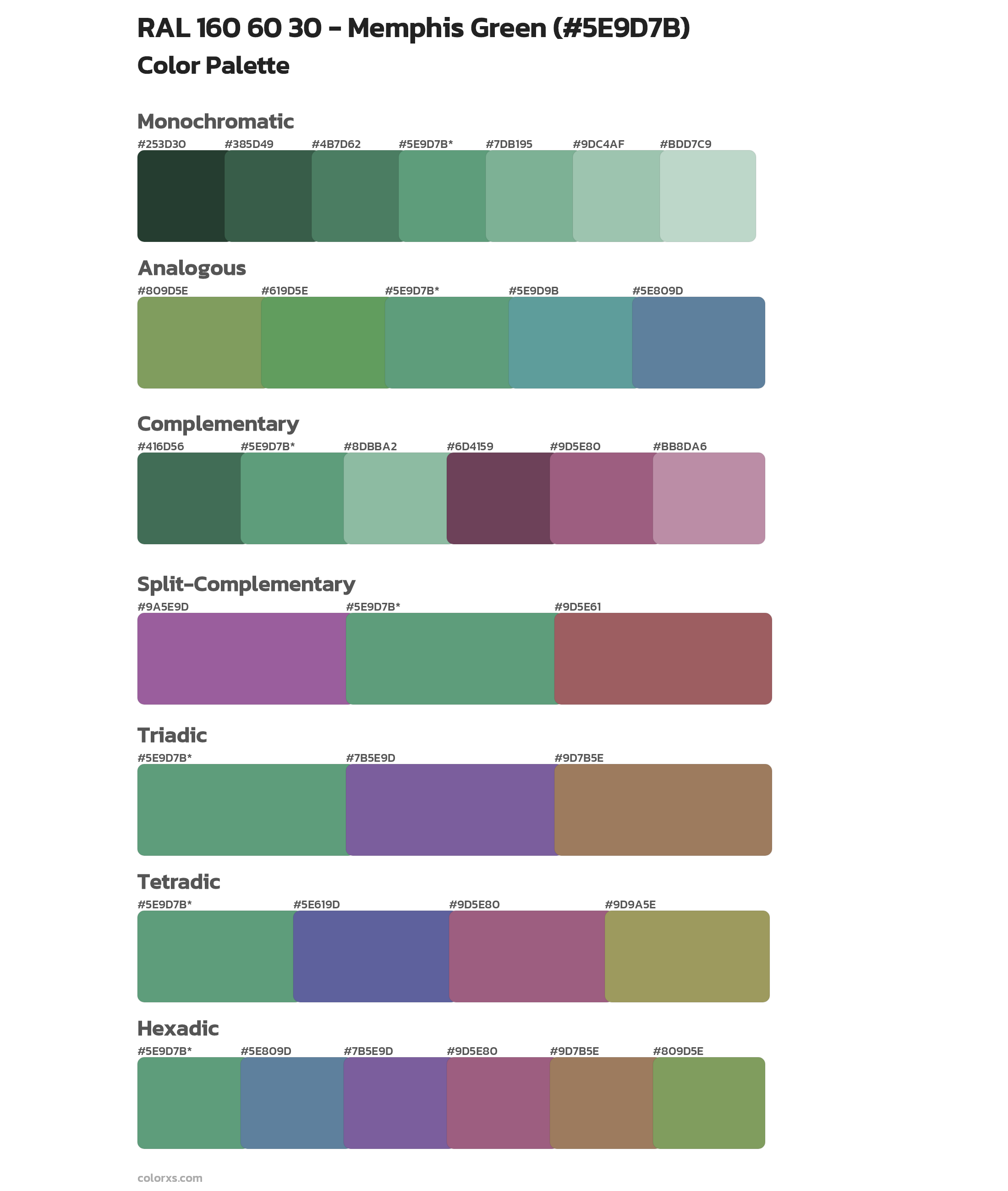 RAL 160 60 30 - Memphis Green Color Scheme Palettes
