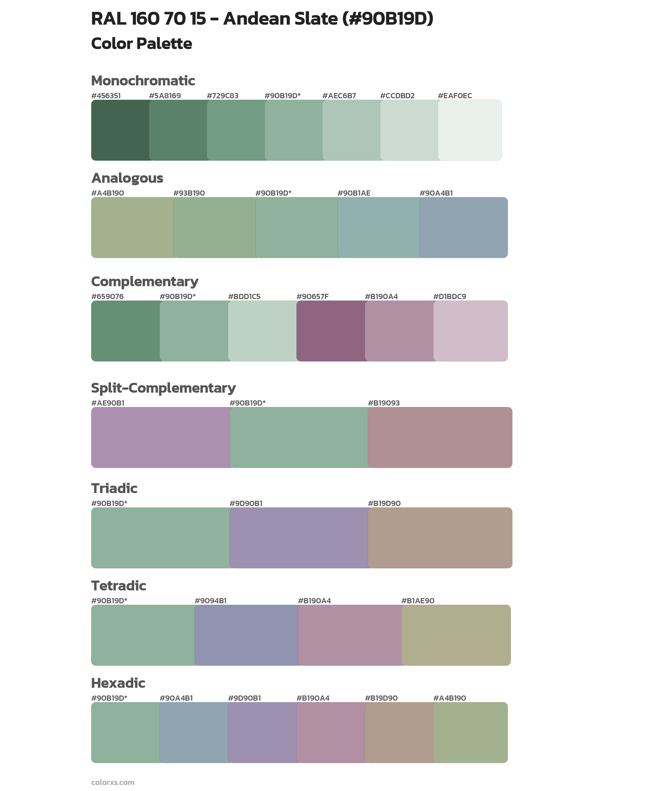 RAL 160 70 15 - Andean Slate Color Scheme Palettes