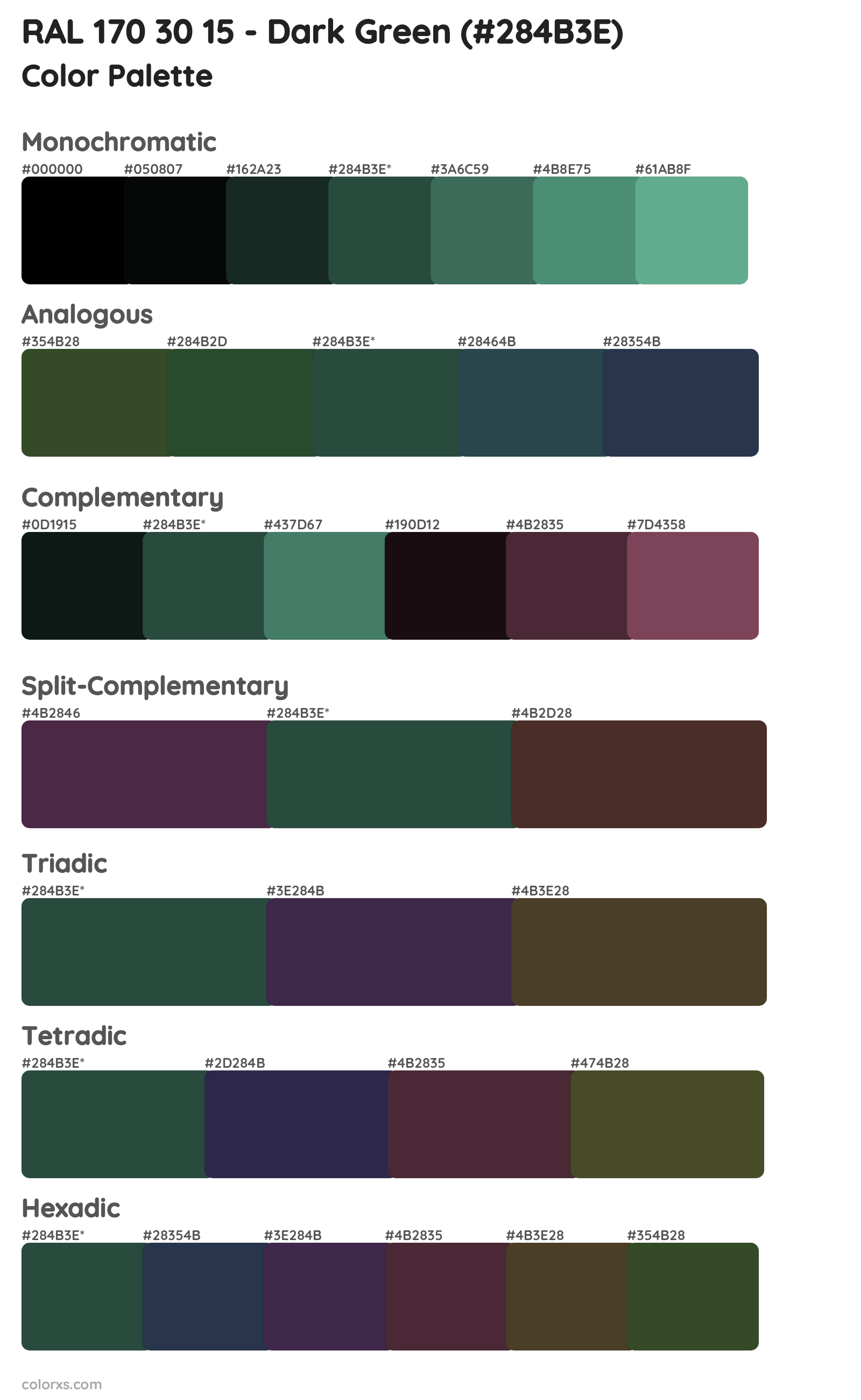 RAL 170 30 15 - Dark Green Color Scheme Palettes