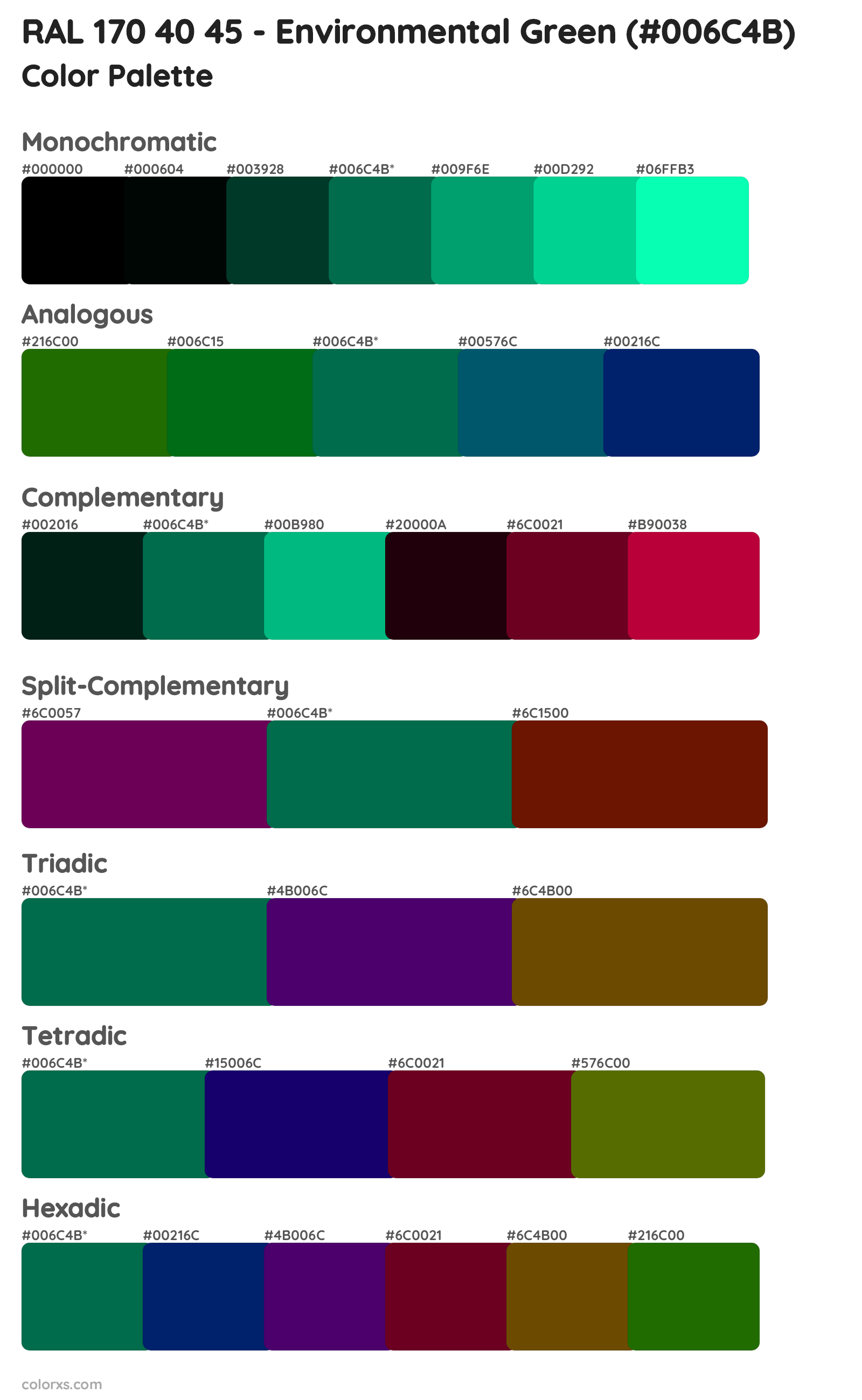 RAL 170 40 45 - Environmental Green Color Scheme Palettes
