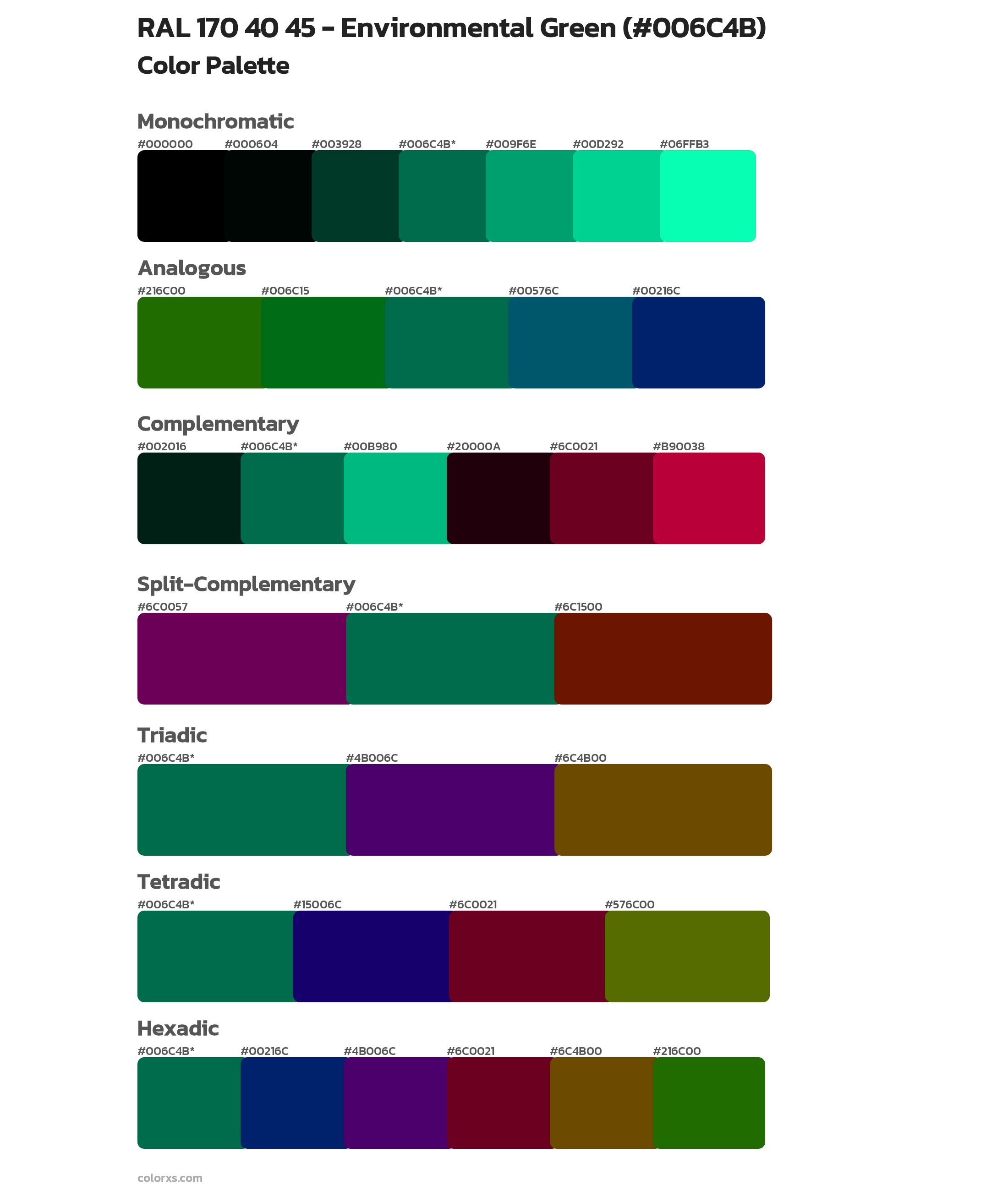 RAL 170 40 45 - Environmental Green Color Scheme Palettes