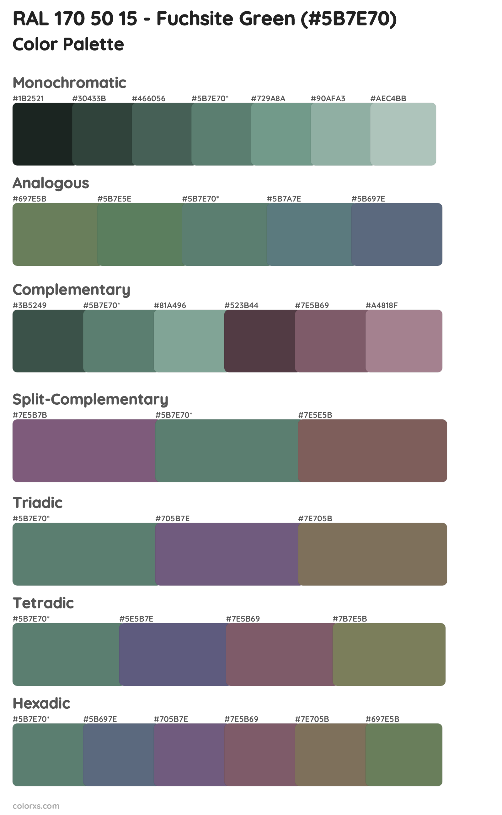 RAL 170 50 15 - Fuchsite Green Color Scheme Palettes