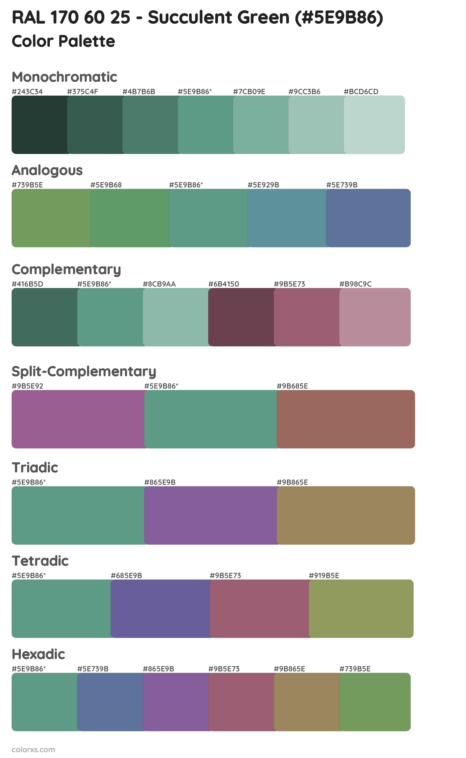 RAL 170 60 25 - Succulent Green Color Scheme Palettes