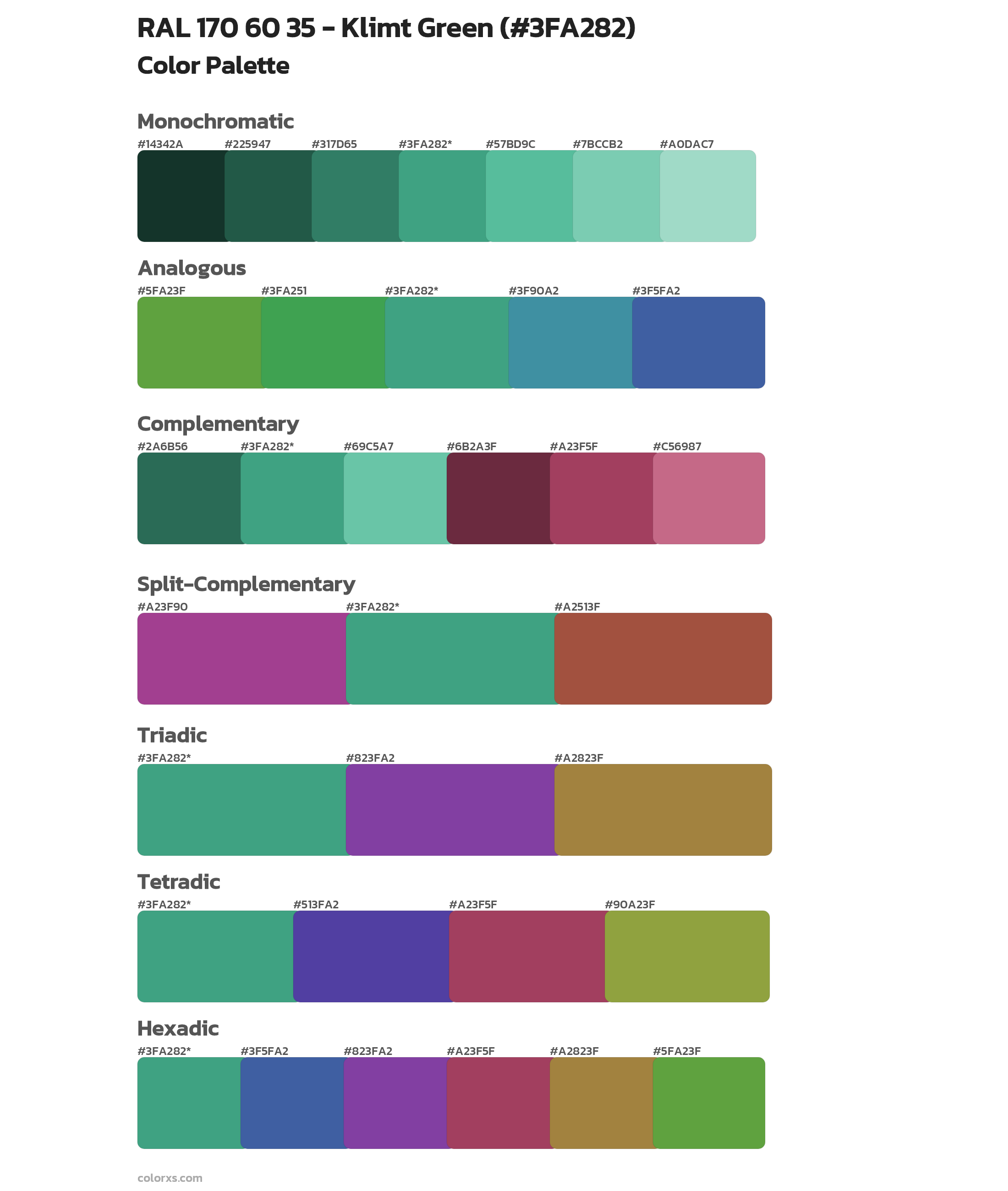 RAL 170 60 35 - Klimt Green Color Scheme Palettes