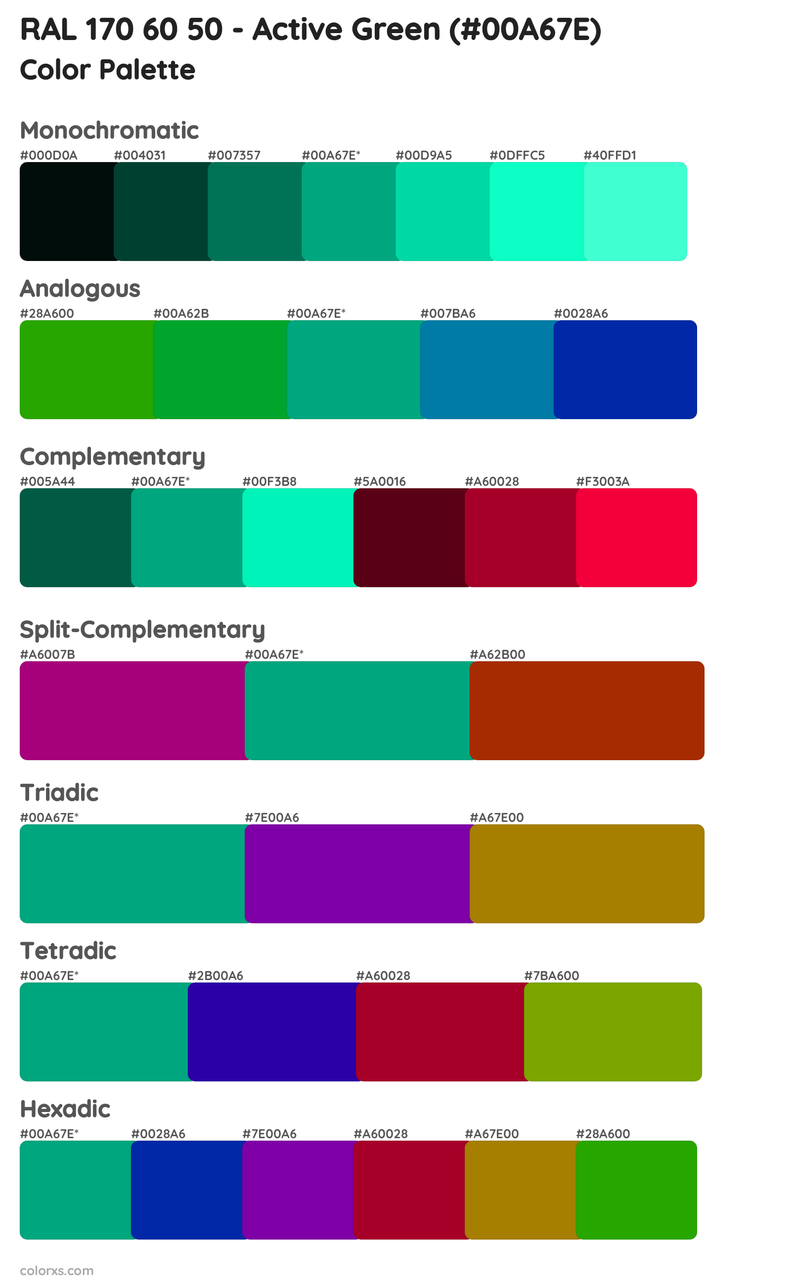 RAL 170 60 50 - Active Green Color Scheme Palettes