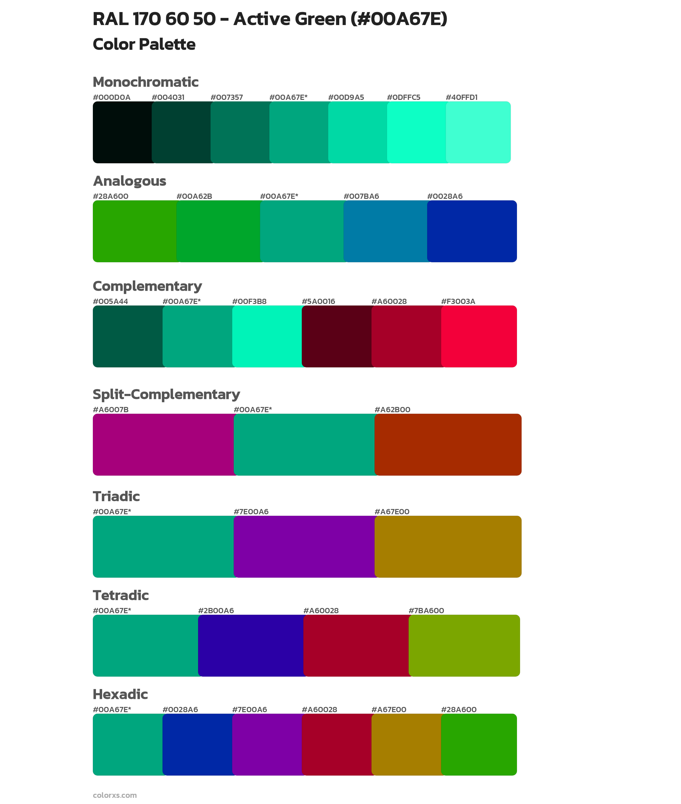RAL 170 60 50 - Active Green Color Scheme Palettes