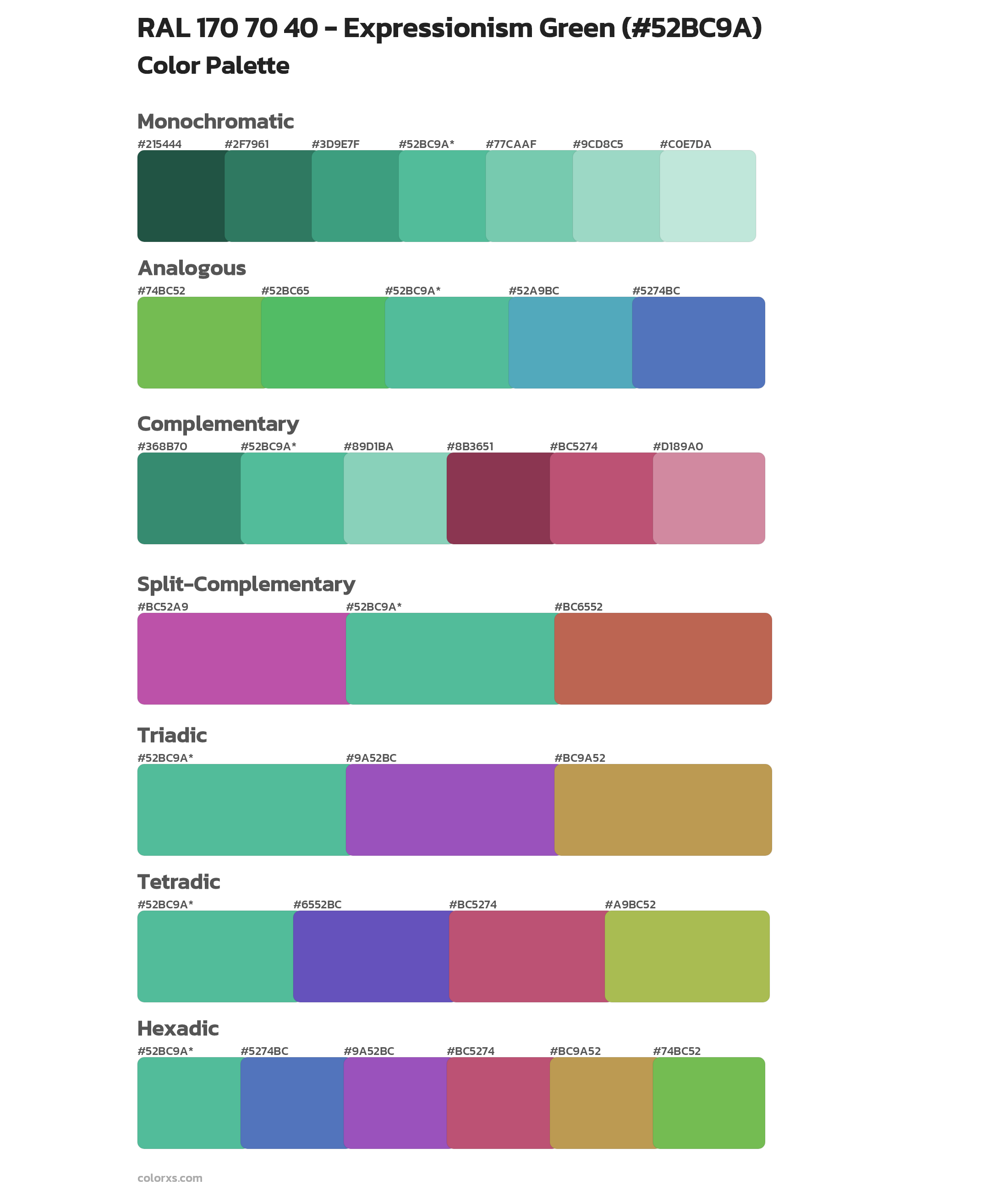 RAL 170 70 40 - Expressionism Green Color Scheme Palettes