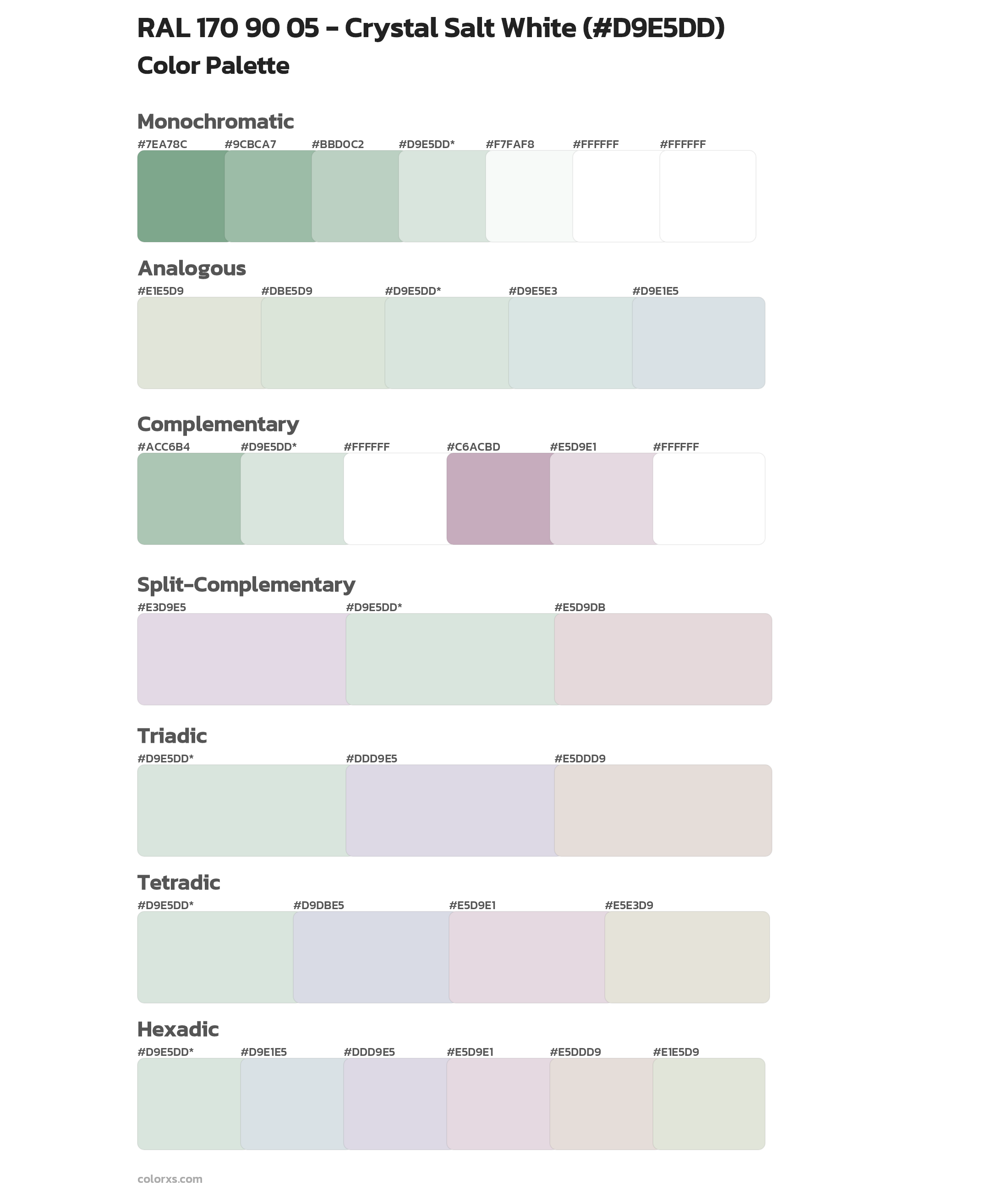 RAL 170 90 05 - Crystal Salt White Color Scheme Palettes