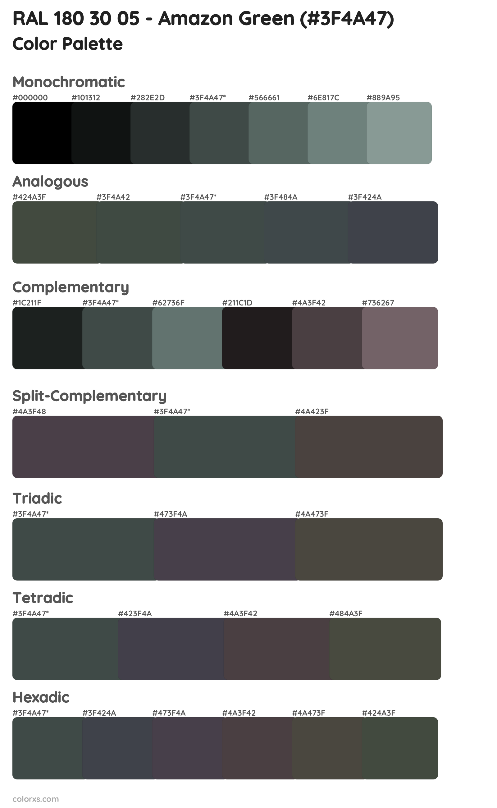 RAL 180 30 05 - Amazon Green Color Scheme Palettes