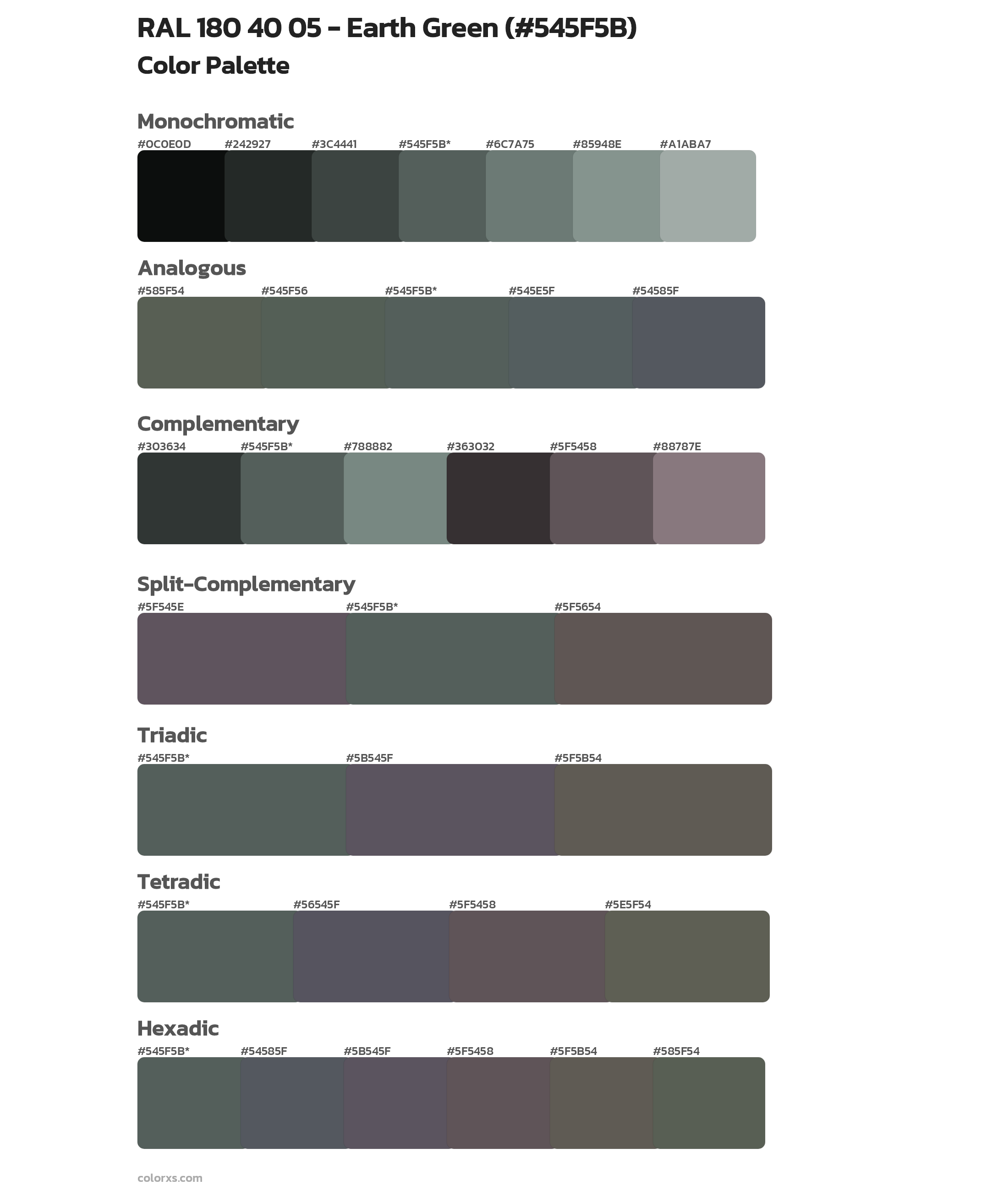 RAL 180 40 05 - Earth Green Color Scheme Palettes
