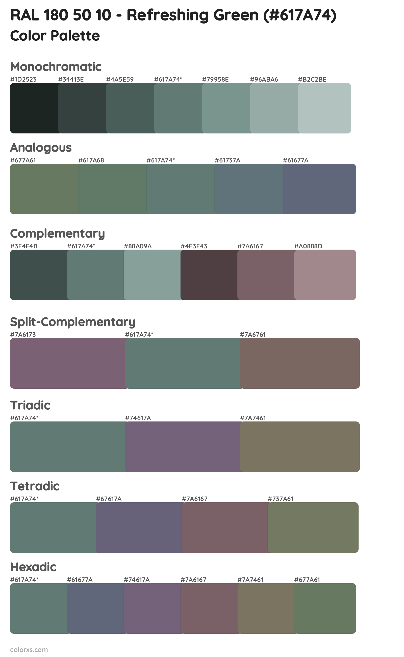 RAL 180 50 10 - Refreshing Green Color Scheme Palettes