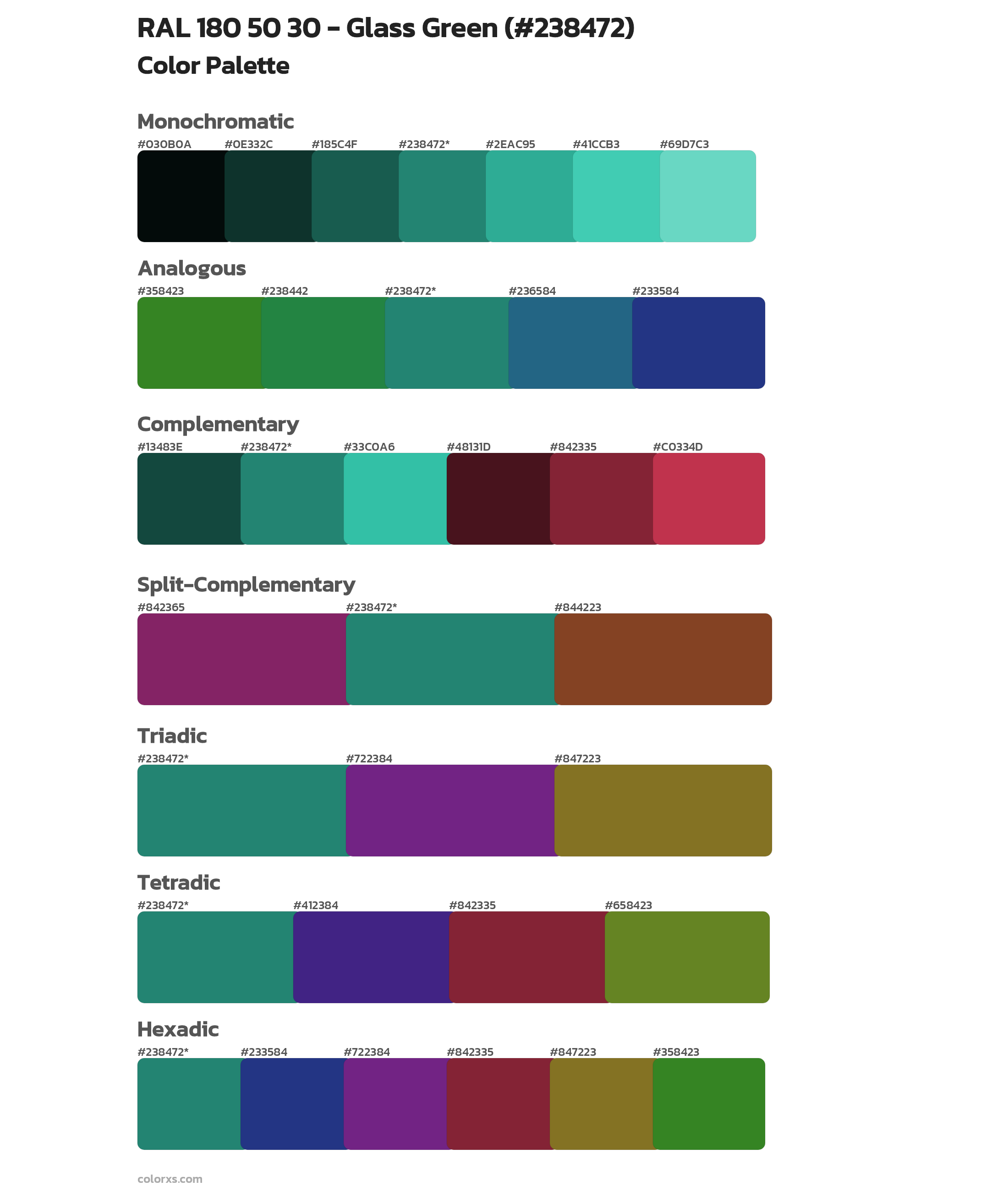 RAL 180 50 30 - Glass Green Color Scheme Palettes