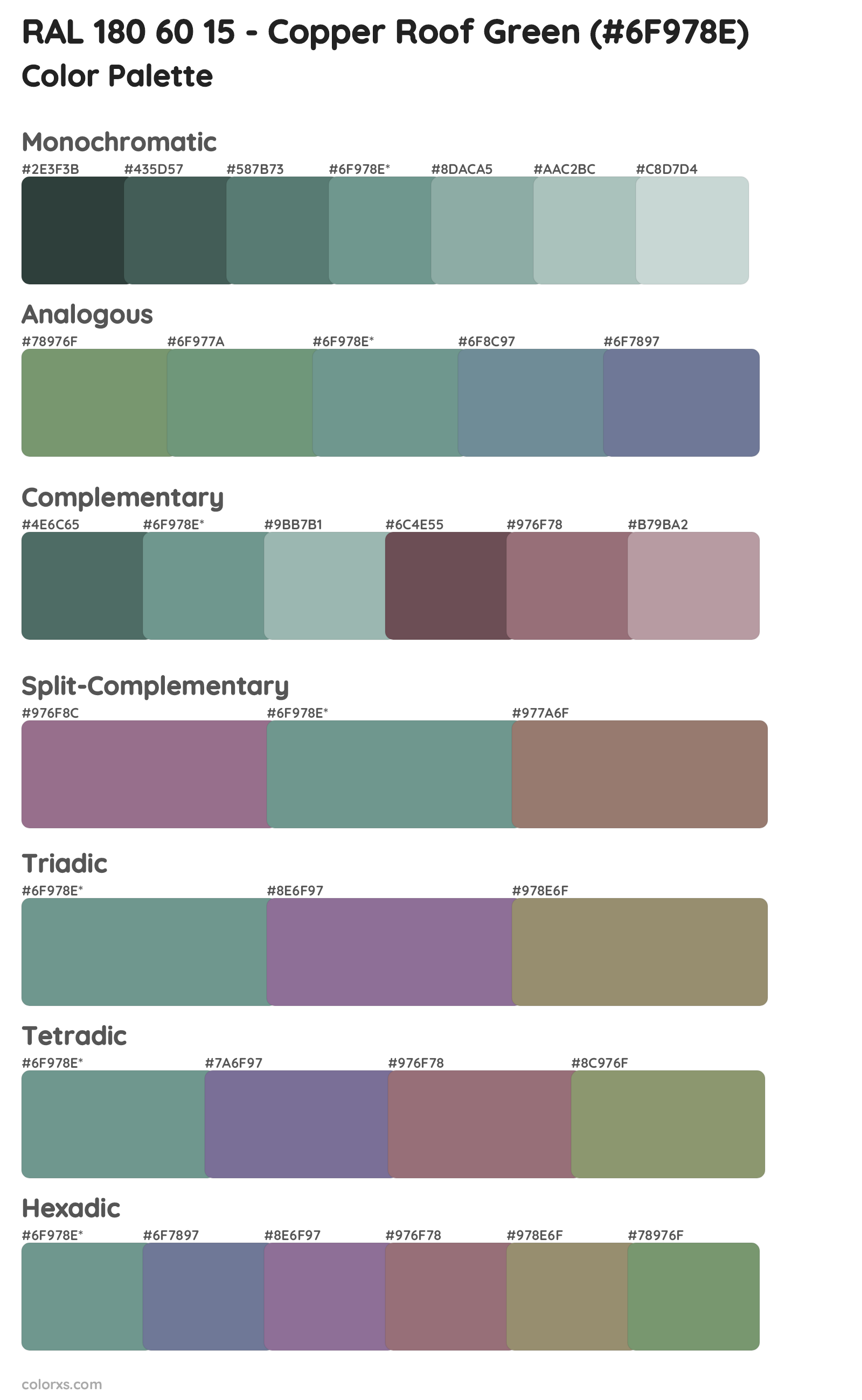 RAL 180 60 15 - Copper Roof Green Color Scheme Palettes